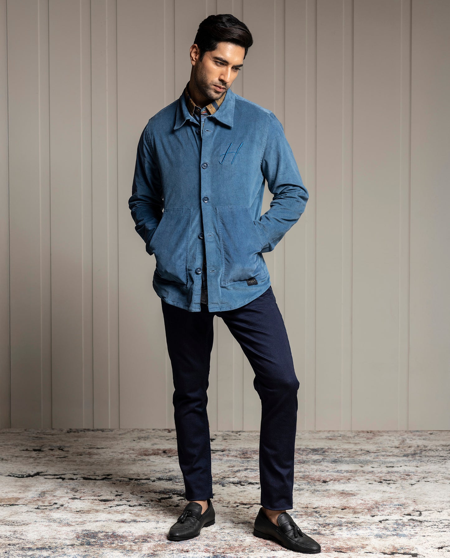 PEGASUS - BLUE - LUXURY EMBROIDERED SHACKET