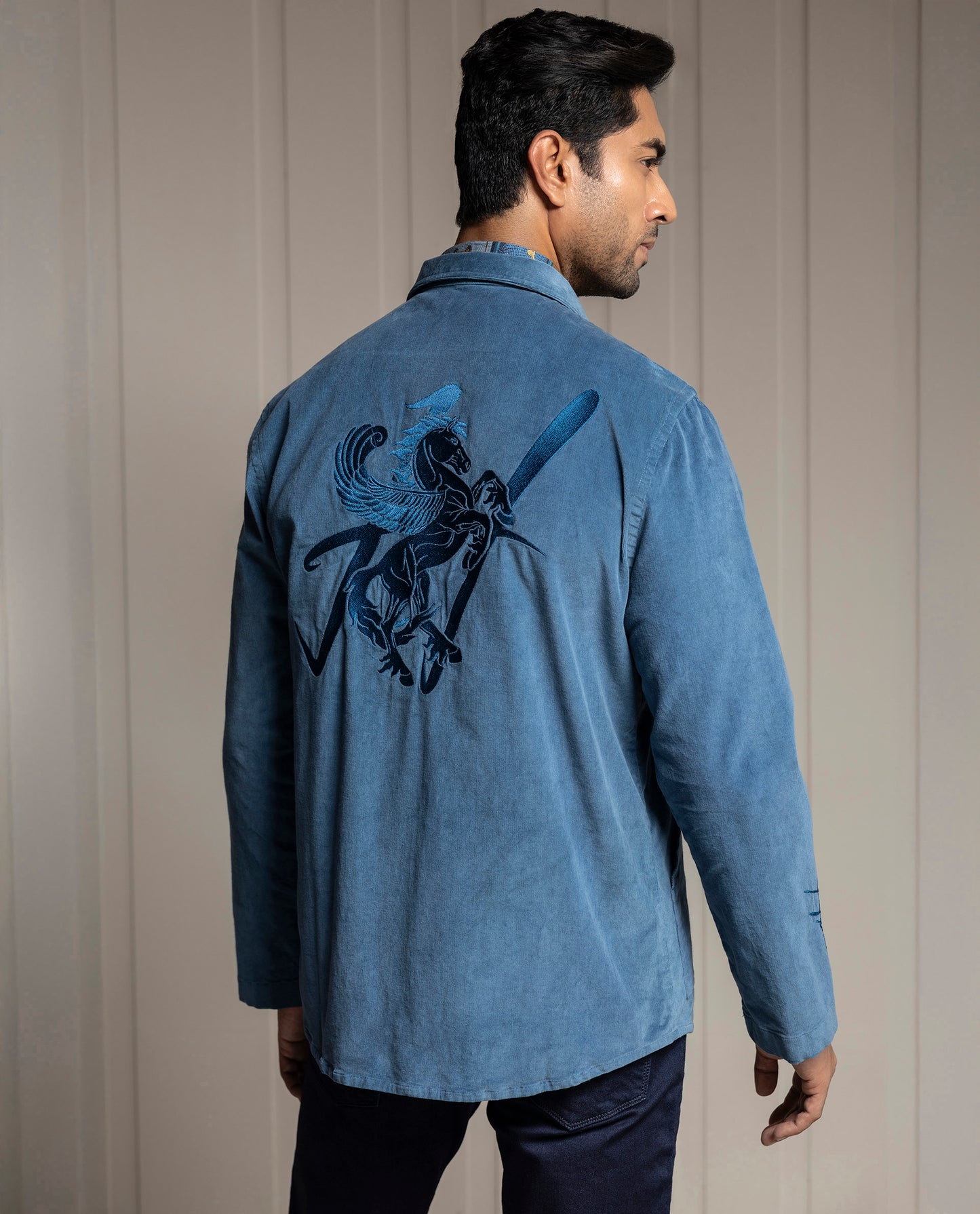 PEGASUS - BLUE - LUXURY EMBROIDERED SHACKET