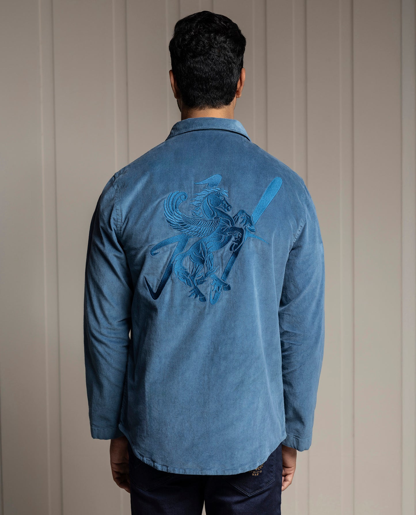 PEGASUS - BLUE - LUXURY EMBROIDERED SHACKET