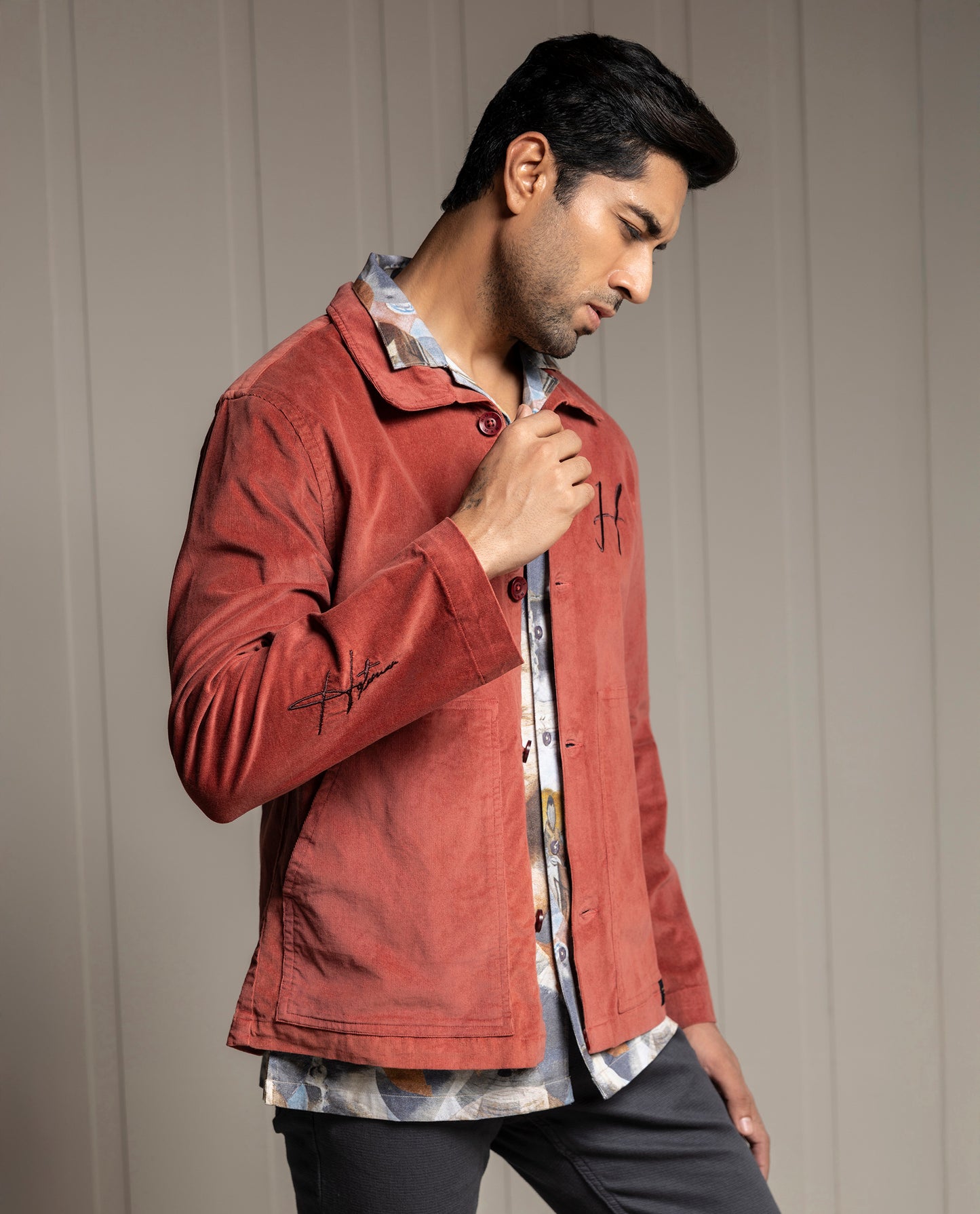 PEGASUS - RUST - LUXURY EMBROIDERED SHACKET