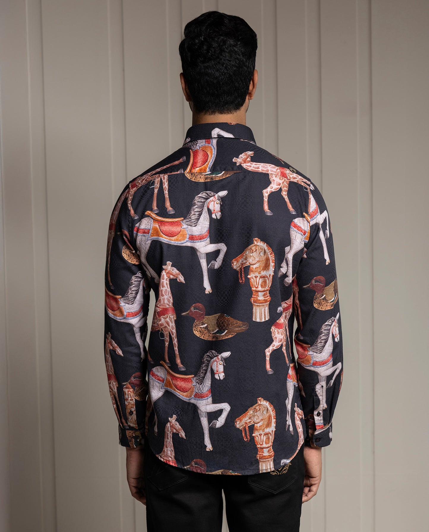 FINESSE - BLACK - DIGITAL PRINT PARTY WEAR SHIRT