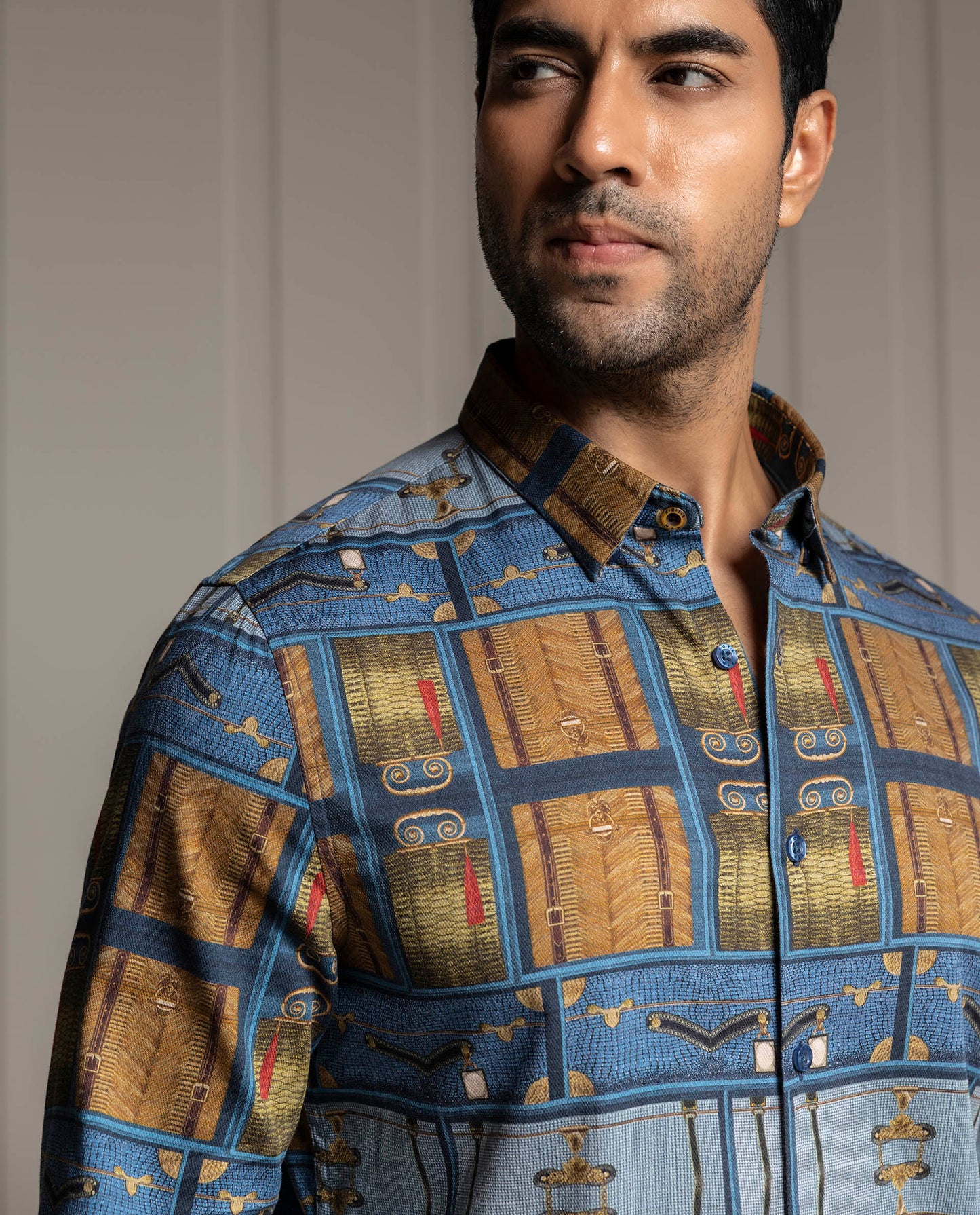 VOYAGE - BLUE - DIGITAL PRINT PARTY WEAR SHIRT