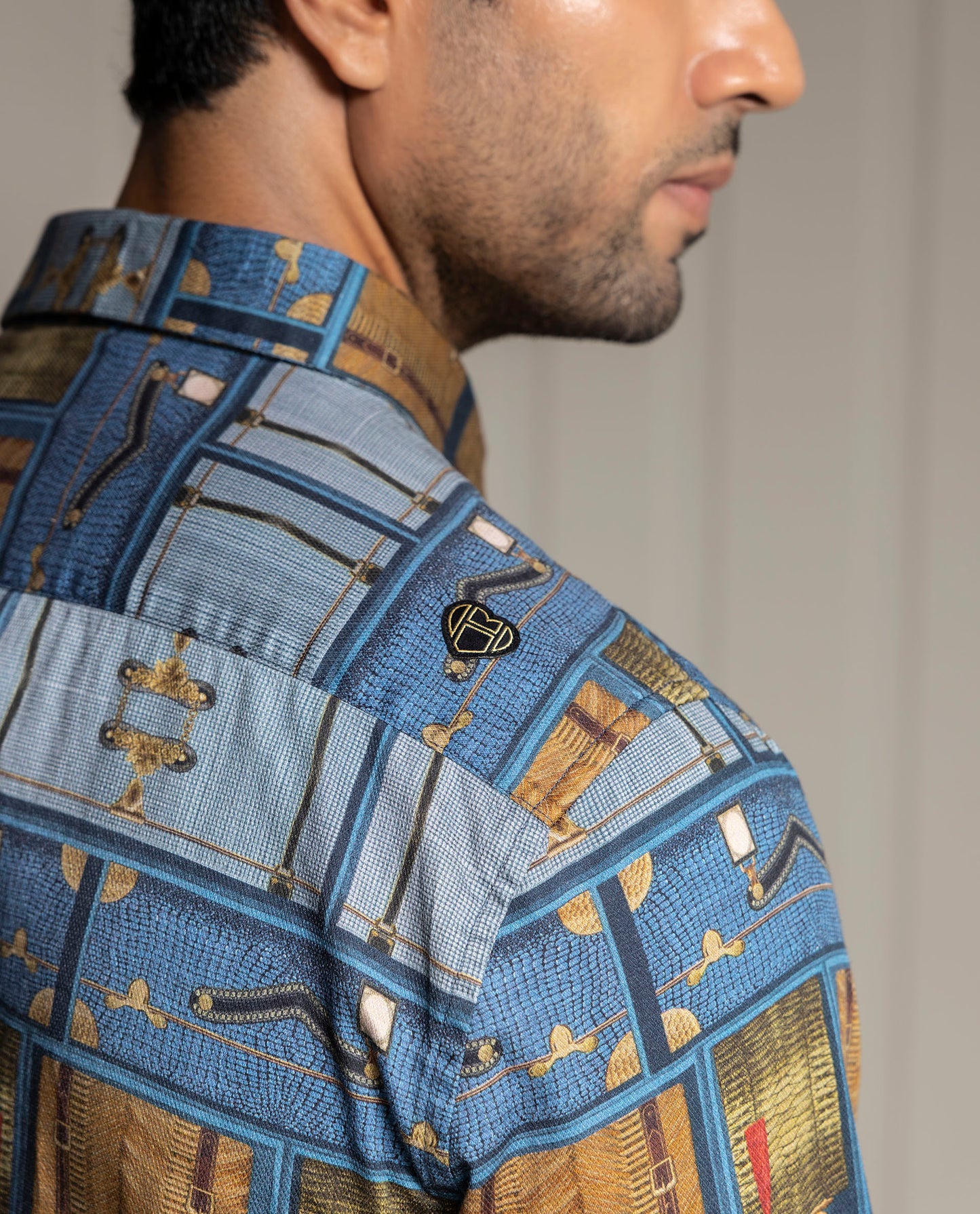 VOYAGE - BLUE - DIGITAL PRINT PARTY WEAR SHIRT