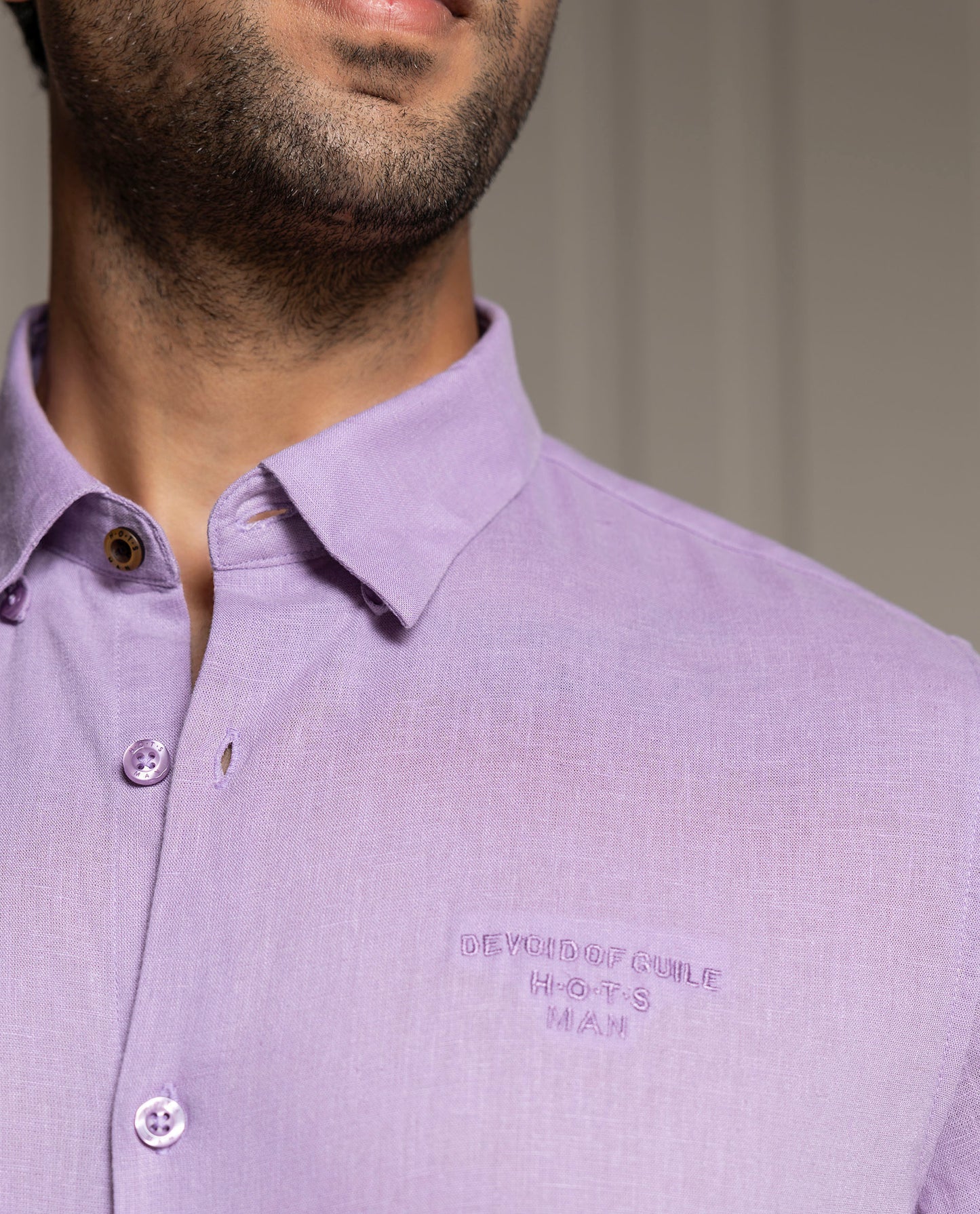 FEEL - LILAC - LUXURY LINEN - EMBROIDERED SHIRT