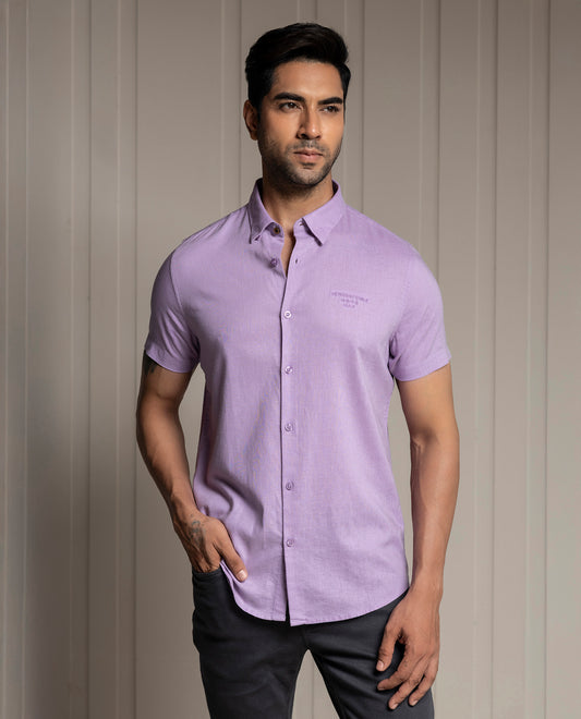 FEEL - LILAC - LUXURY LINEN - EMBROIDERED SHIRT