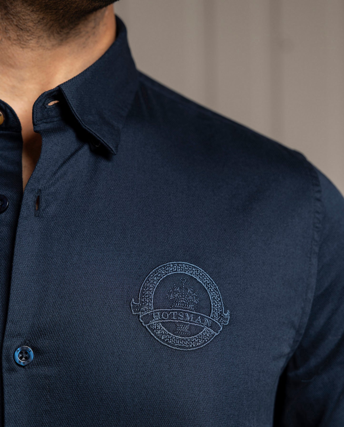 MOMENTO - NAVY - LUXURY EMBROIDERED SHIRT