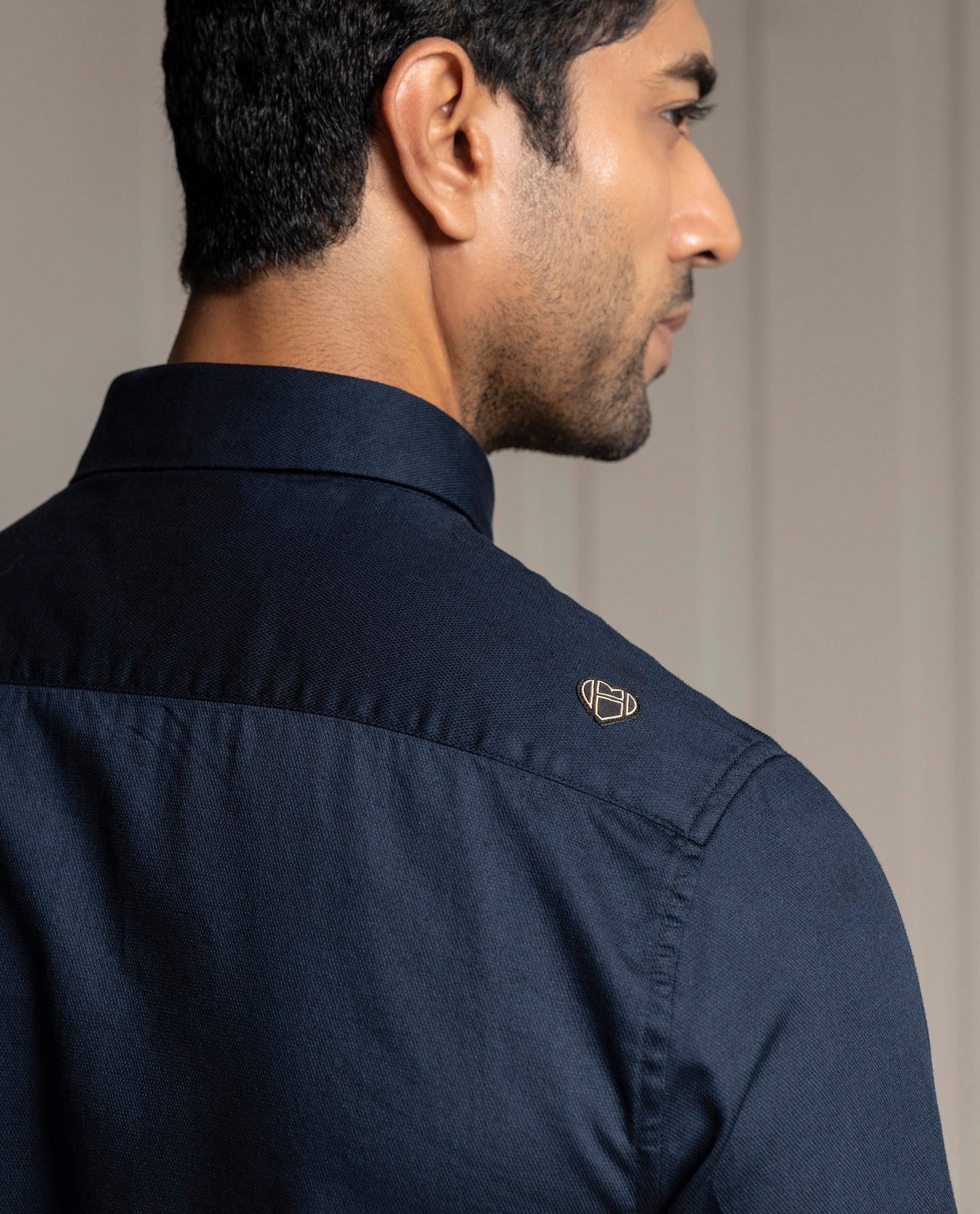 MOMENTO - NAVY - LUXURY EMBROIDERED SHIRT