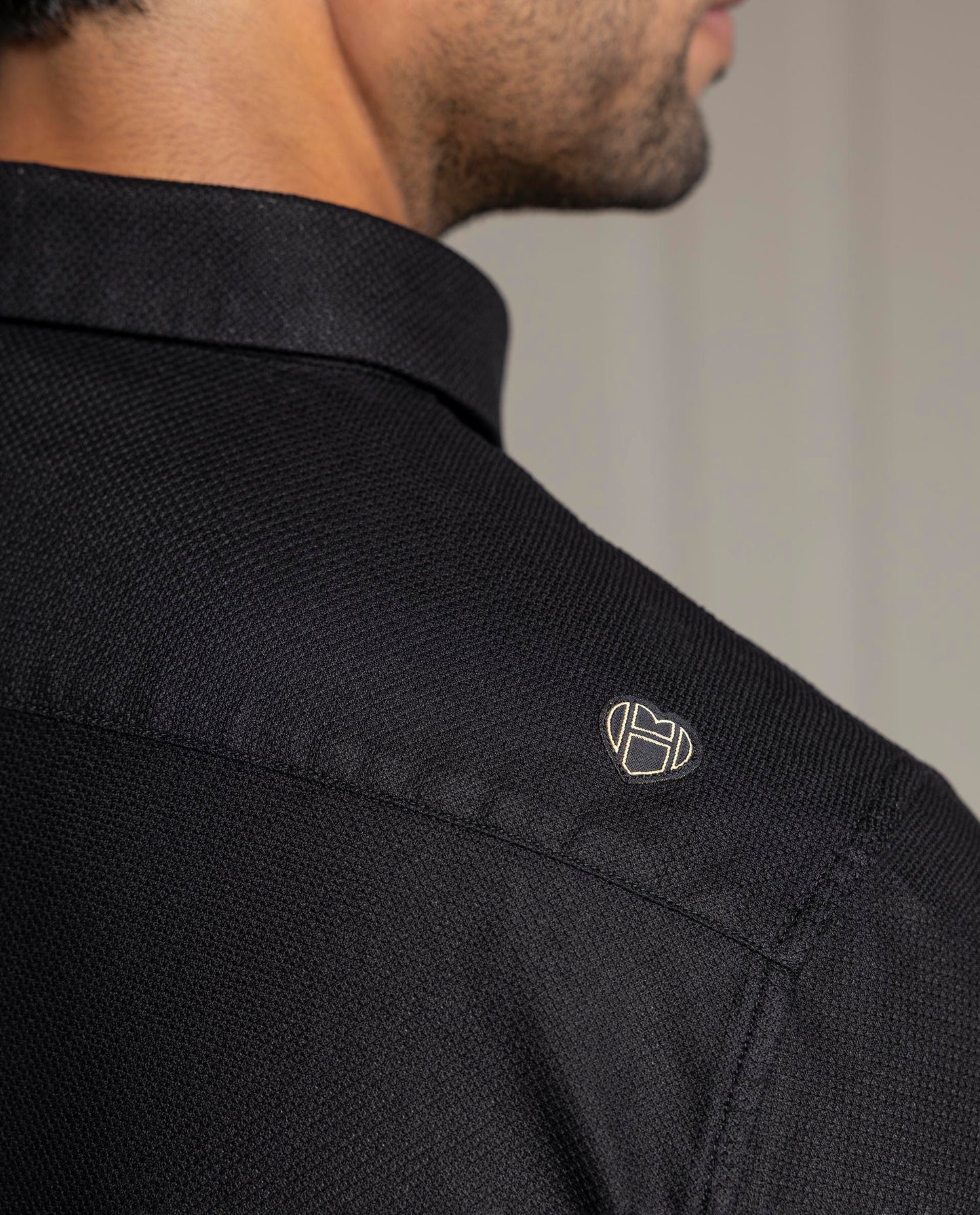 LENO - BLACK - LUXURY WOVEN BADGE SHIRT
