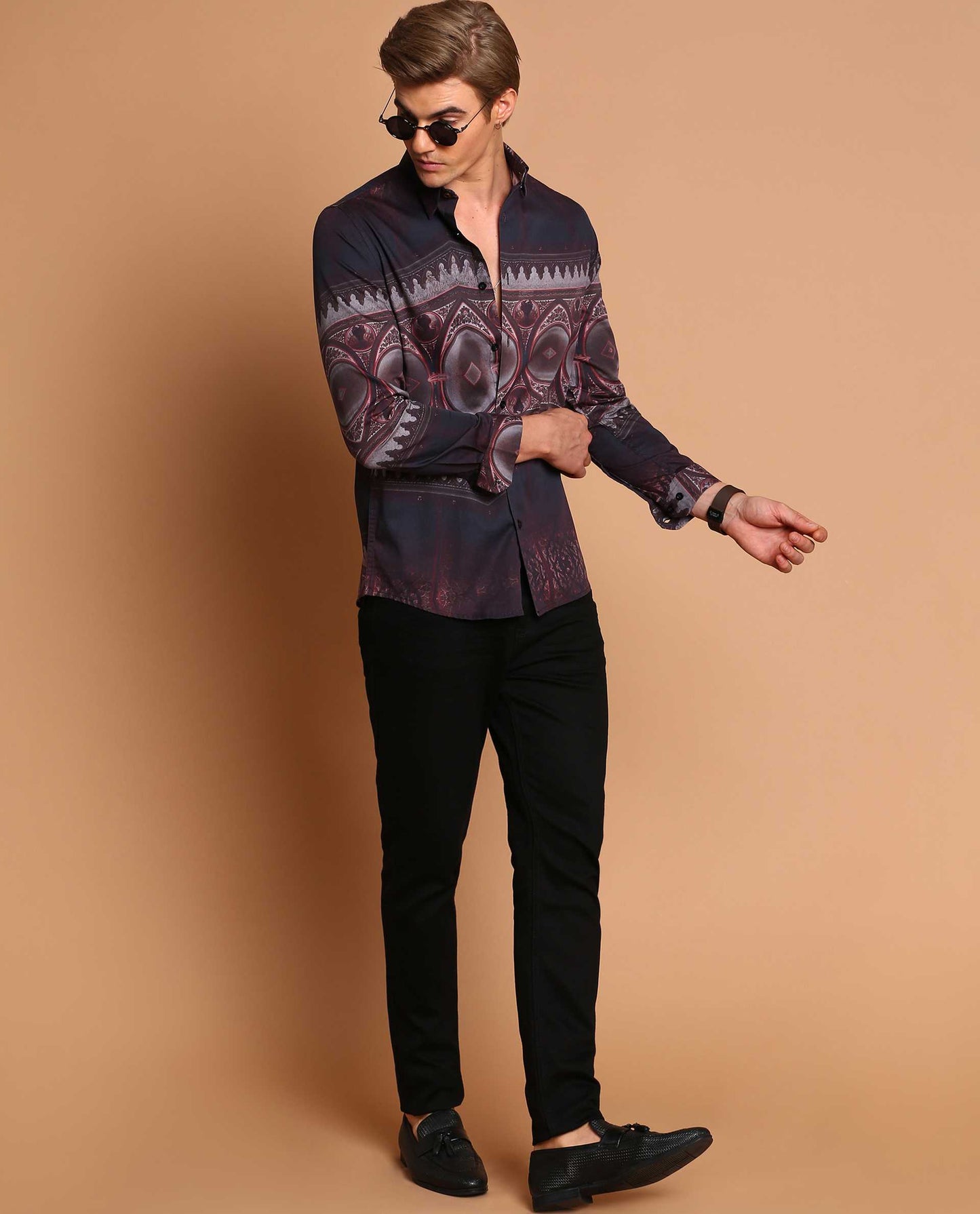 ALCHEMY - MAROON - DIGITAL PRINT PARTYWEAR SHIRT
