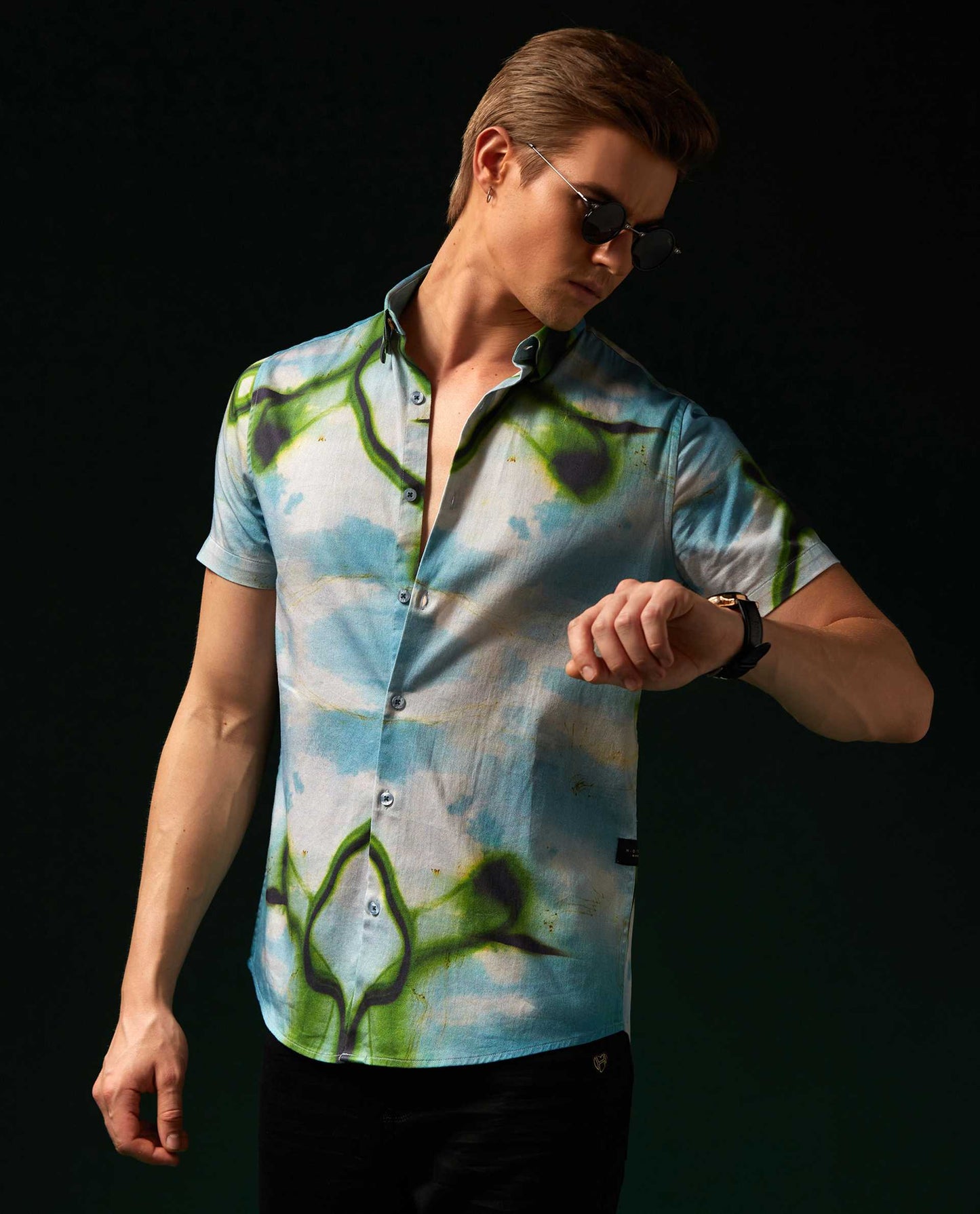 DNA - SKY BLUE - DIGITAL PRINT PARTYWEAR SHIRT