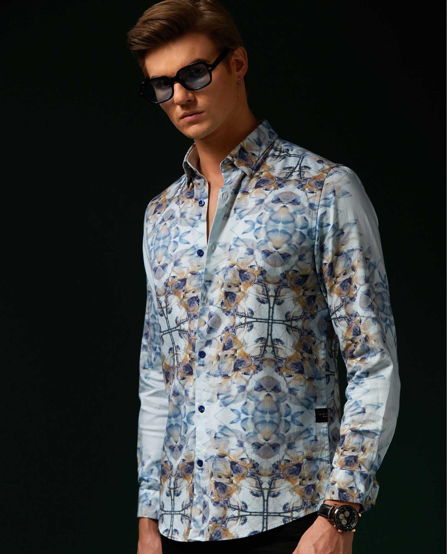MELODY - SKY BLUE - DIGITAL PRINT PARTYWEAR SHIRT