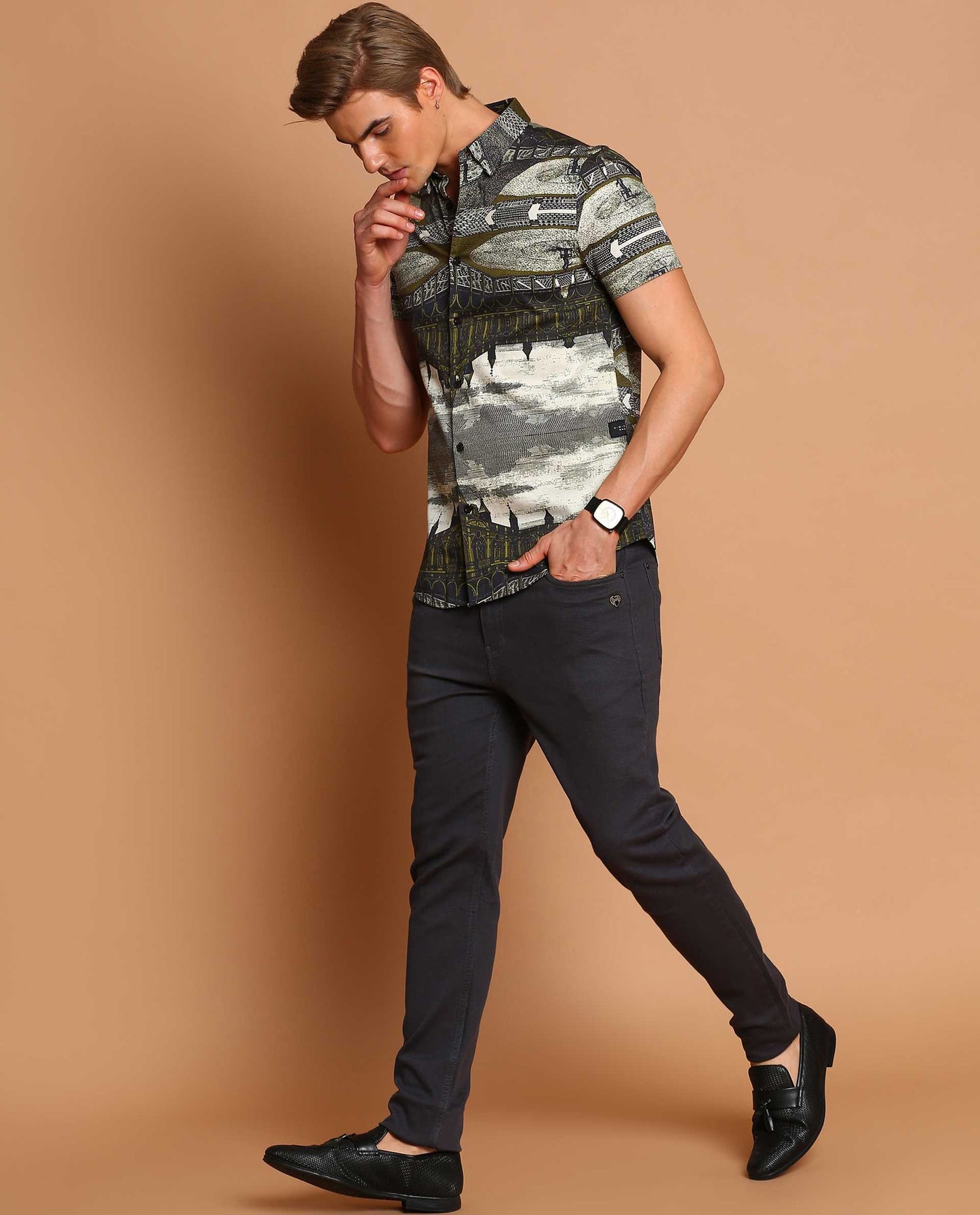 PROPHECY - GREEN - DIGITAL PRINT PARTYWEAR SHIRT