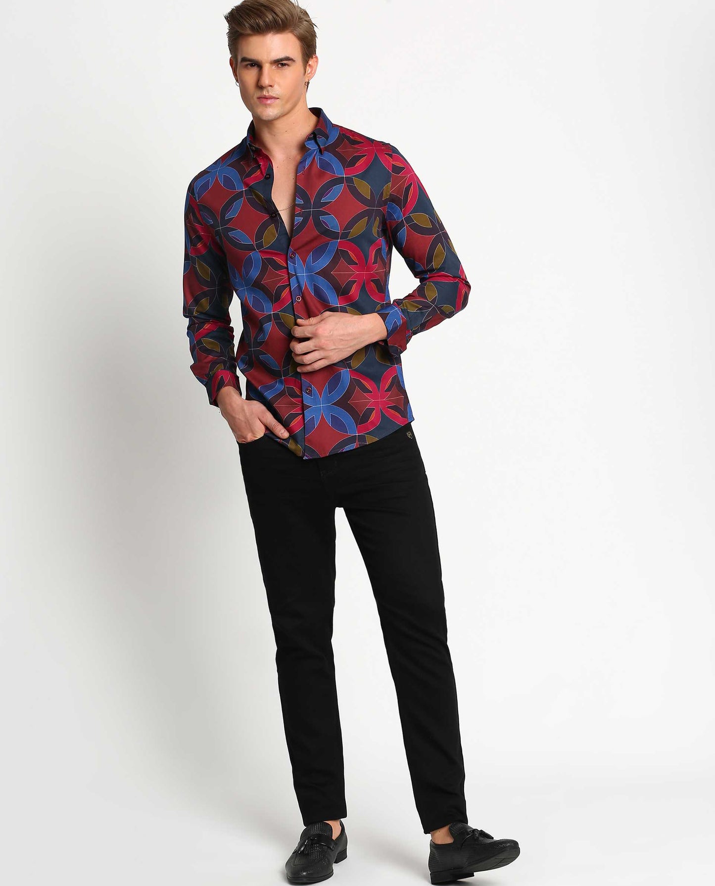 RHYTHM - MAROON - DIGITAL PRINT PARTYWEAR SHIRT