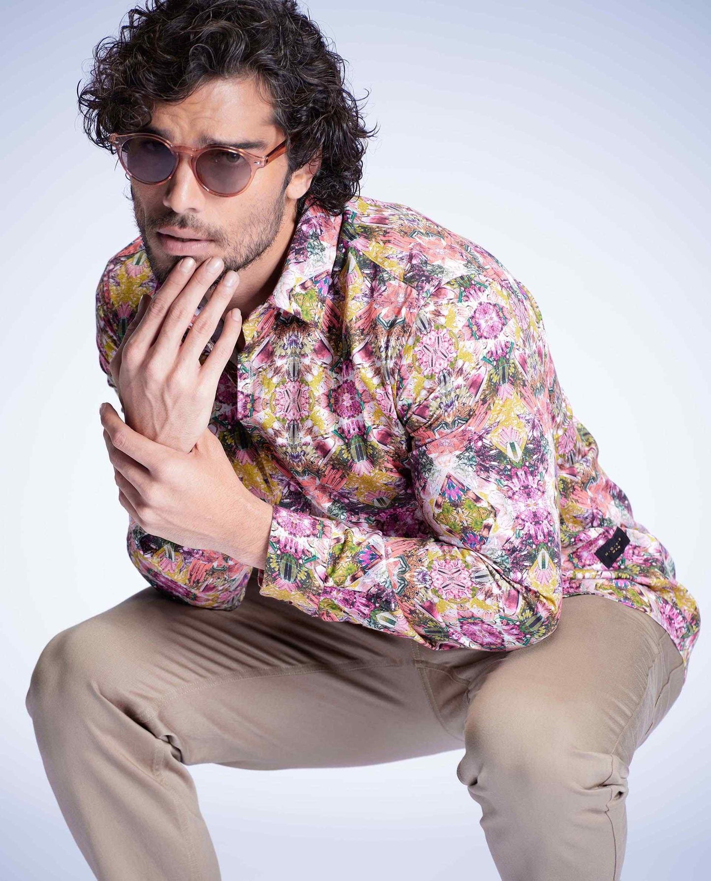 CRYSTALS - GREEN - DIGITAL PRINT PARTYWEAR SHIRT