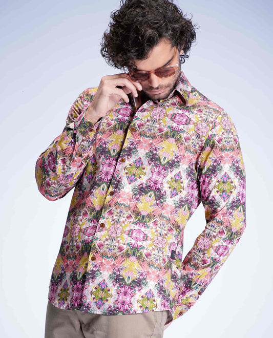 CRYSTALS - GREEN - DIGITAL PRINT PARTYWEAR SHIRT