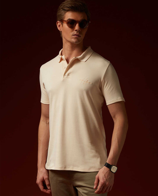 MARINER - BEIGE - EMBROIDERED LUXURY POLO