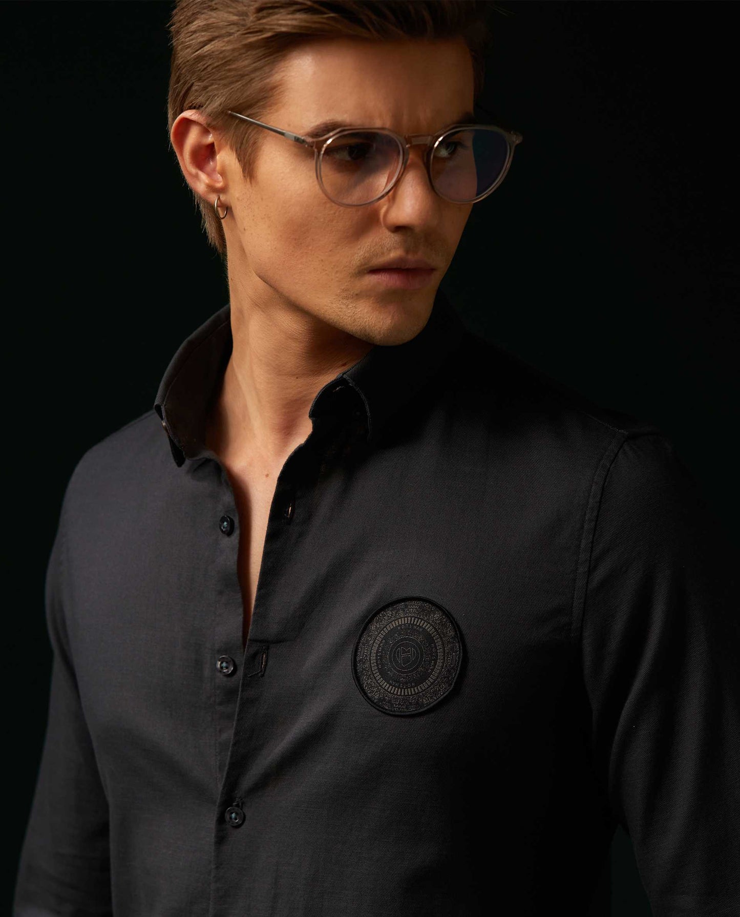 LEGACY - GREY - LUXURY WOVEN BADGE SHIRT