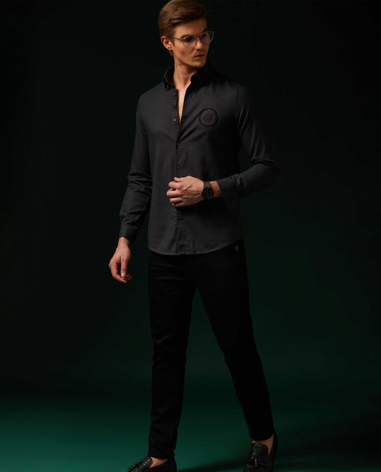 LEGACY - GREY - LUXURY WOVEN BADGE SHIRT