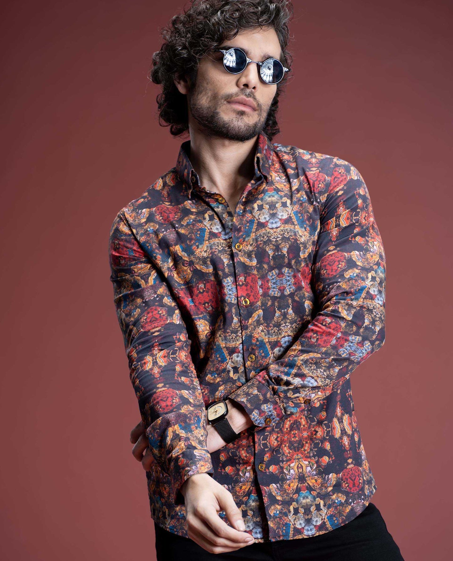 ARCHITECT - RED - DIGITAL PRINT PARTYWEAR SHIRT