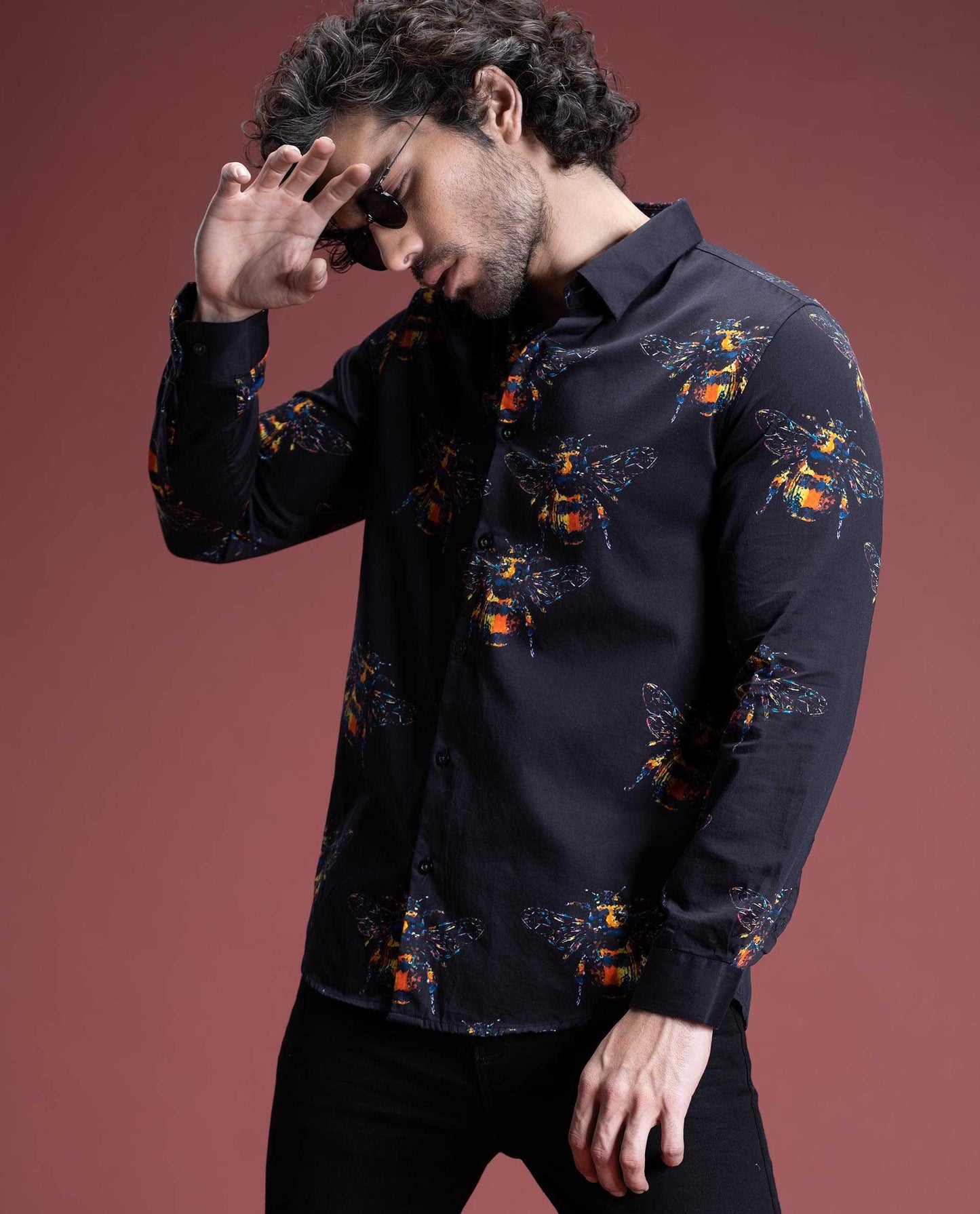 BEATS - BLACK - DIGITAL PRINT PARTYWEAR SHIRT