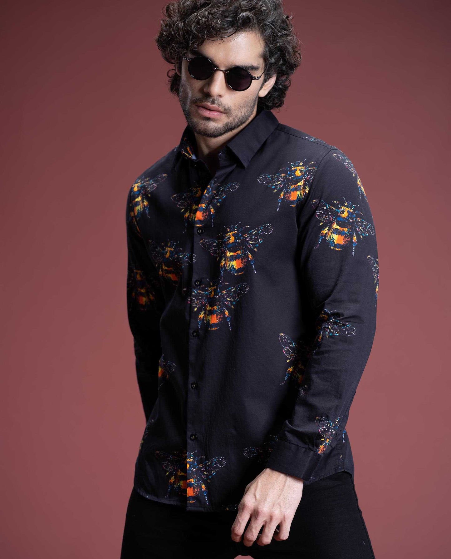 BEATS - BLACK - DIGITAL PRINT PARTYWEAR SHIRT