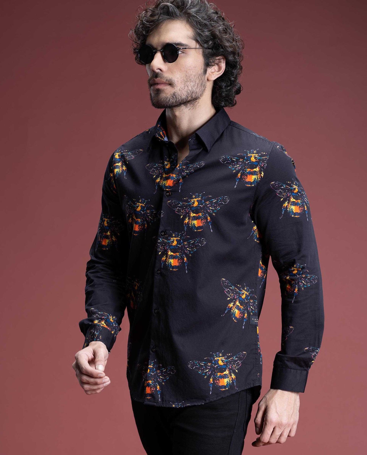 BEATS - BLACK - DIGITAL PRINT PARTYWEAR SHIRT