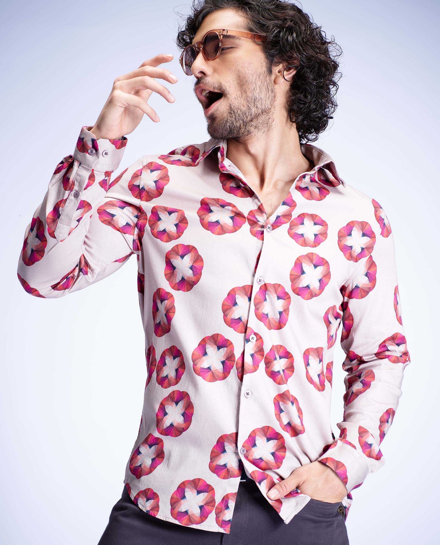 BLOSS - PINK - DIGITAL PRINT PARTYWEAR SHIRT