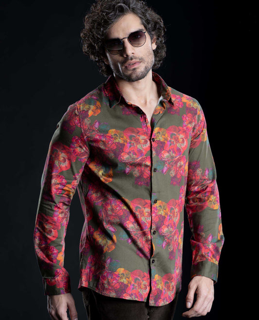 GARDENO - GREEN - DIGITAL PRINT PARTYWEAR SHIRT