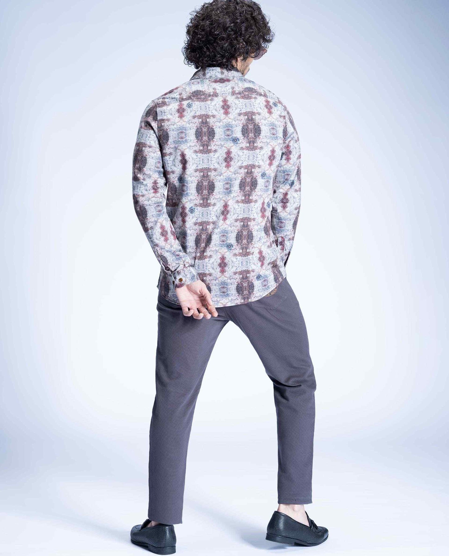 KELOY - GRAY - DIGITAL PRINT PARTYWEAR SHIRT