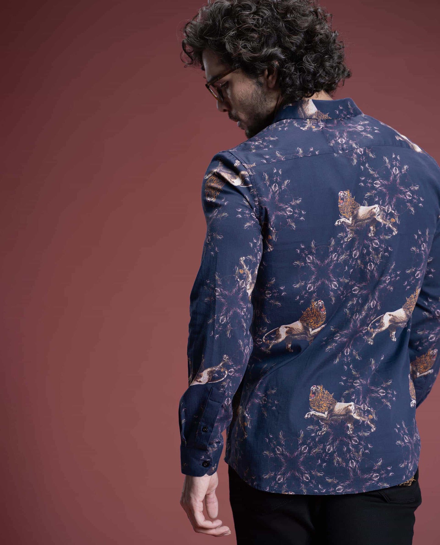 LEON - NAVY - DIGITAL PRINT PARTYWEAR SHIRT