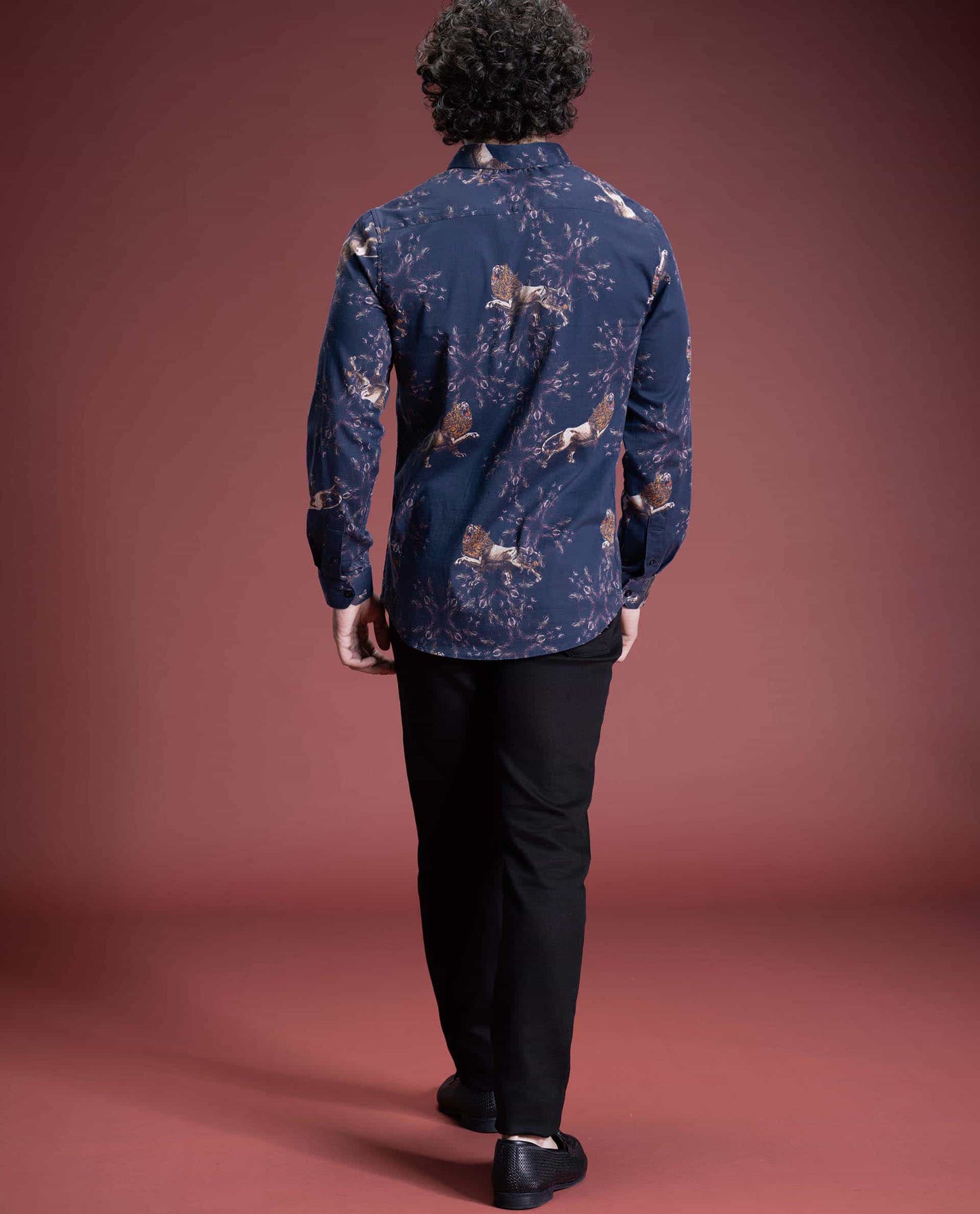 LEON - NAVY - DIGITAL PRINT PARTYWEAR SHIRT