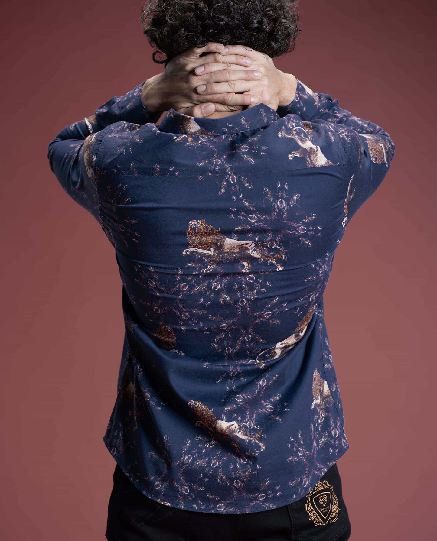 LEON - NAVY - DIGITAL PRINT PARTYWEAR SHIRT