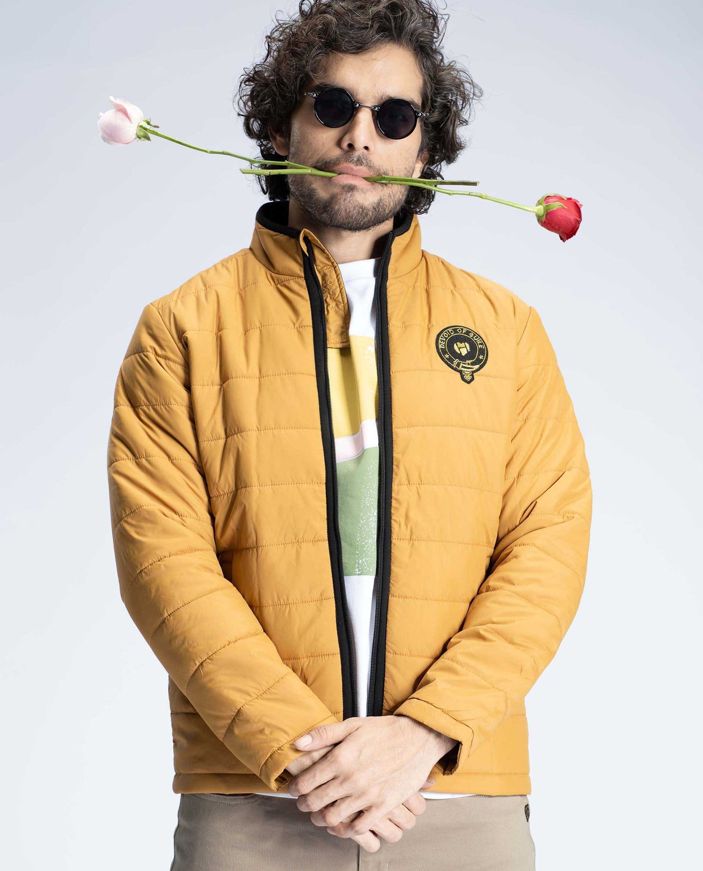 KING - MUSTARD - EMBELLISHED PUFFER JACKET