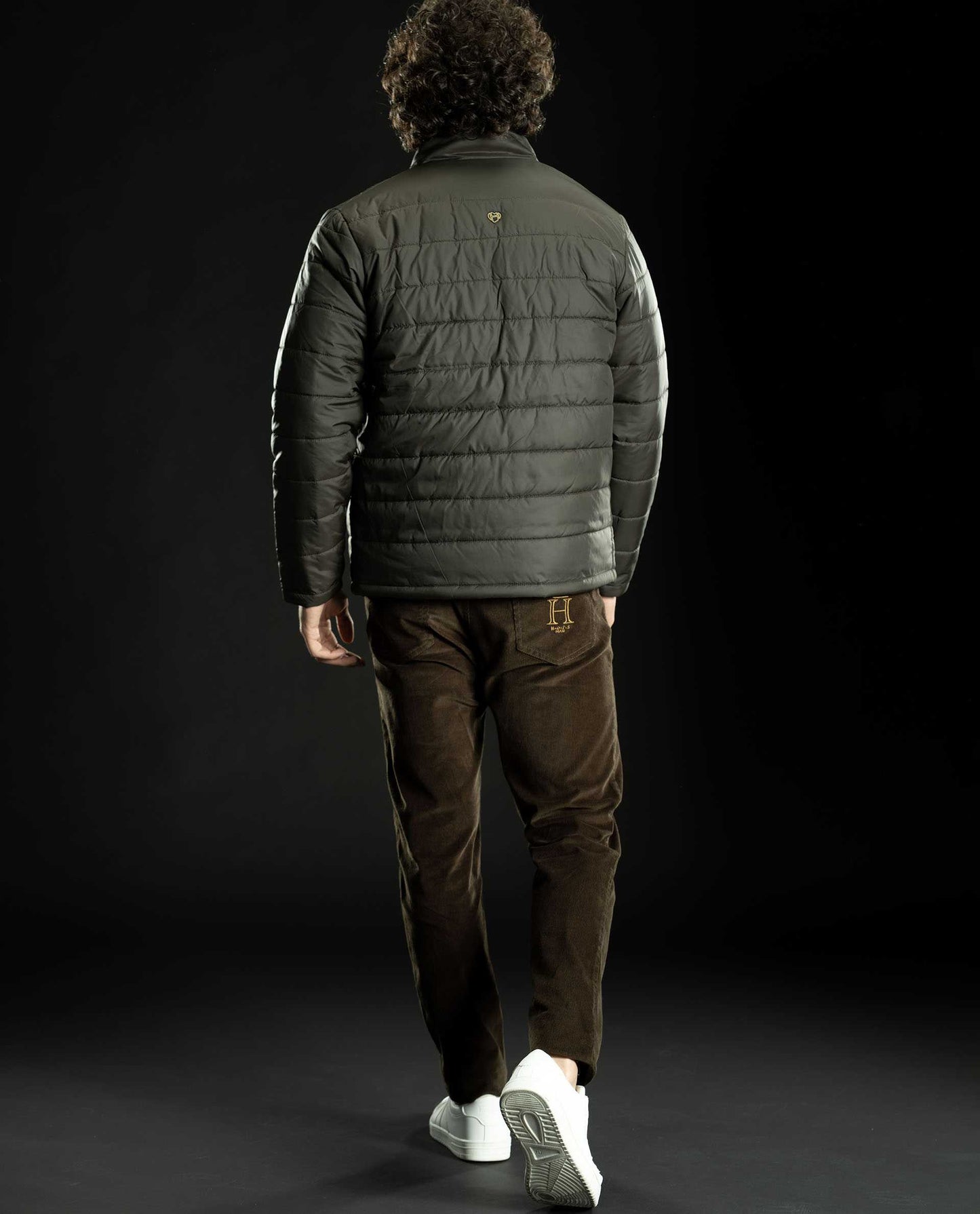 KING - OLIVE - EMBELLISHED PUFFER JACKET