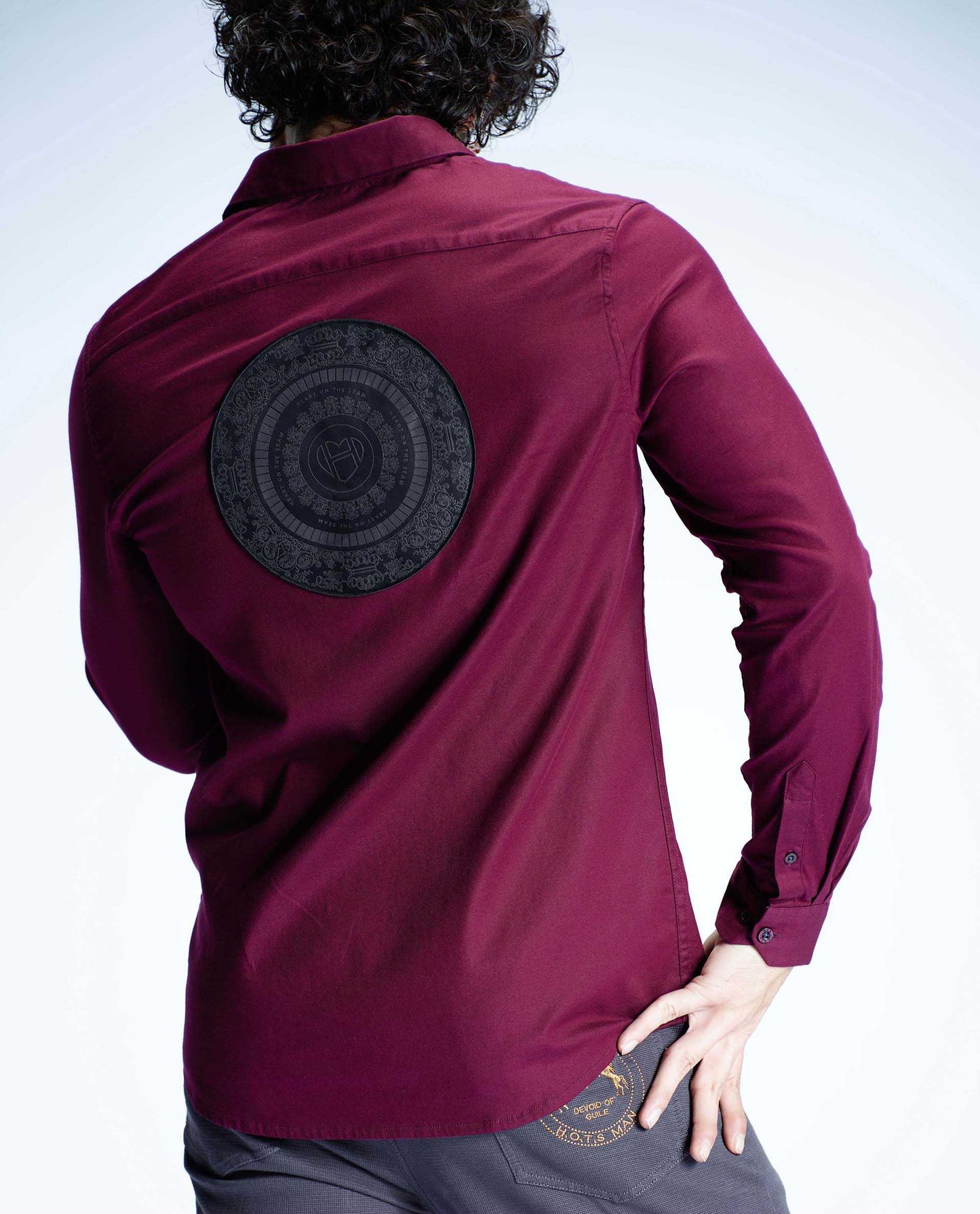 SPECTA - MAROON - LUXURY WOVEN BADGE SHIRT