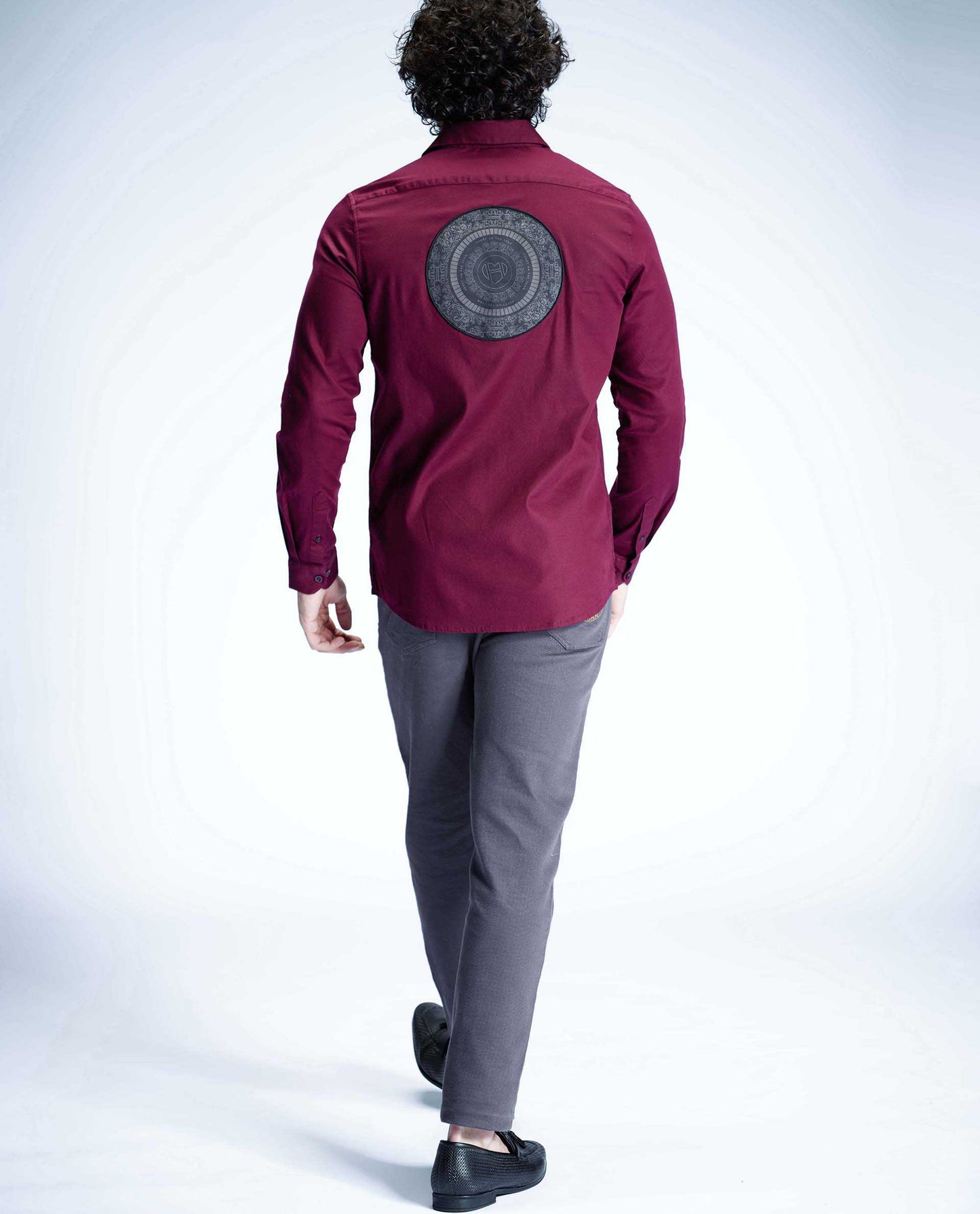 SPECTA - MAROON - LUXURY WOVEN BADGE SHIRT
