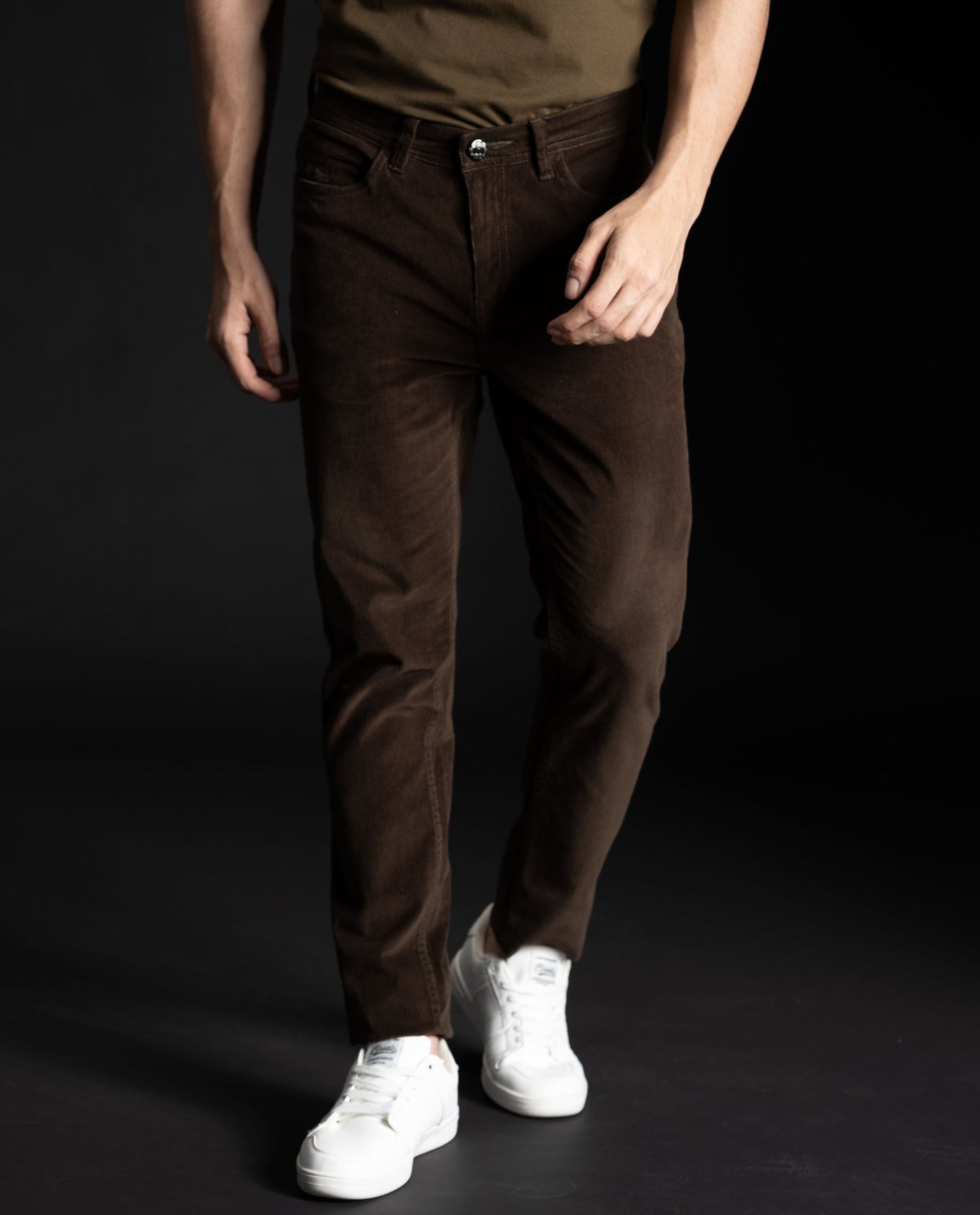 KREEZ - OLIVE - 5 POCKET CORDUROY CHINO