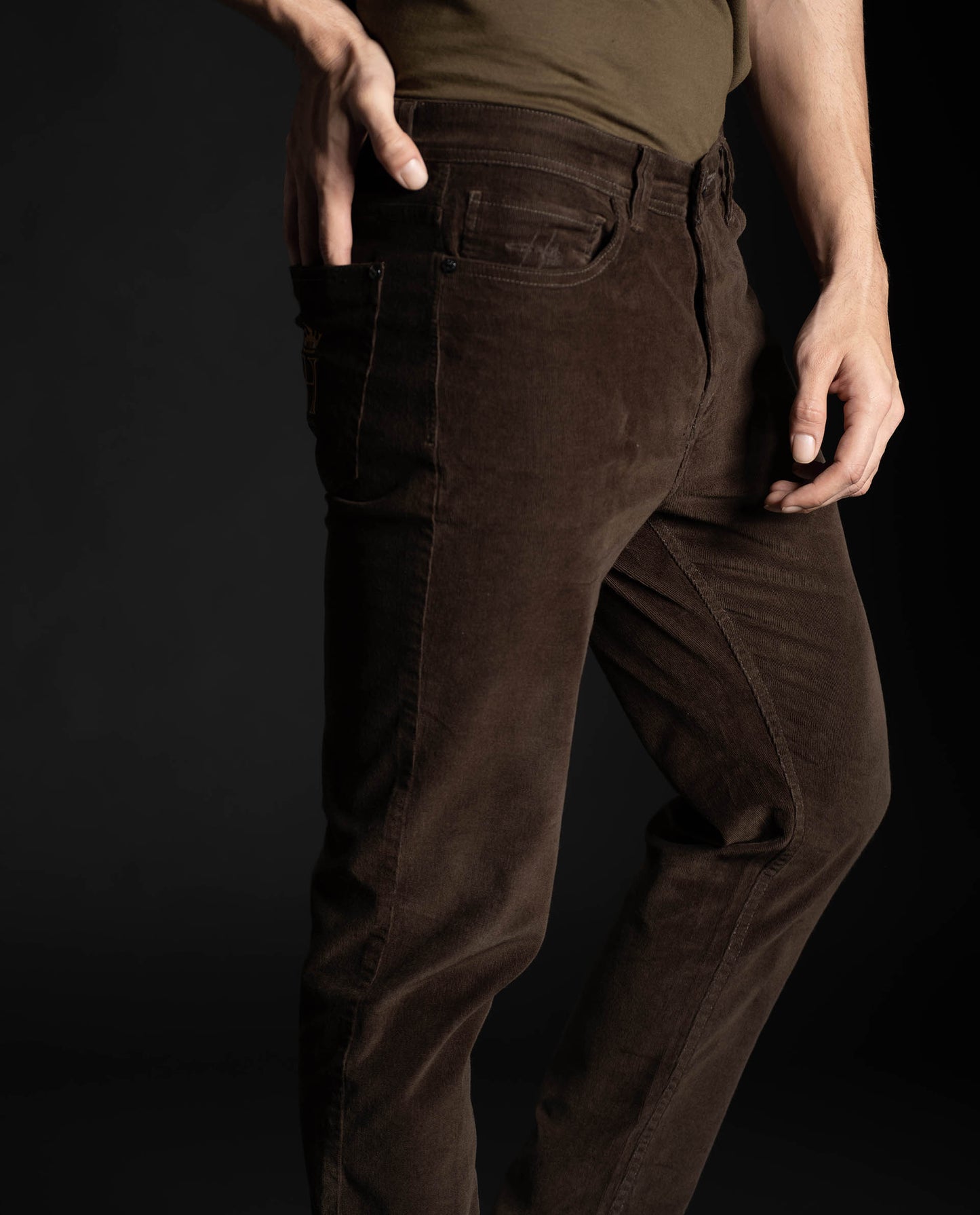 KREEZ - OLIVE - 5 POCKET CORDUROY CHINO