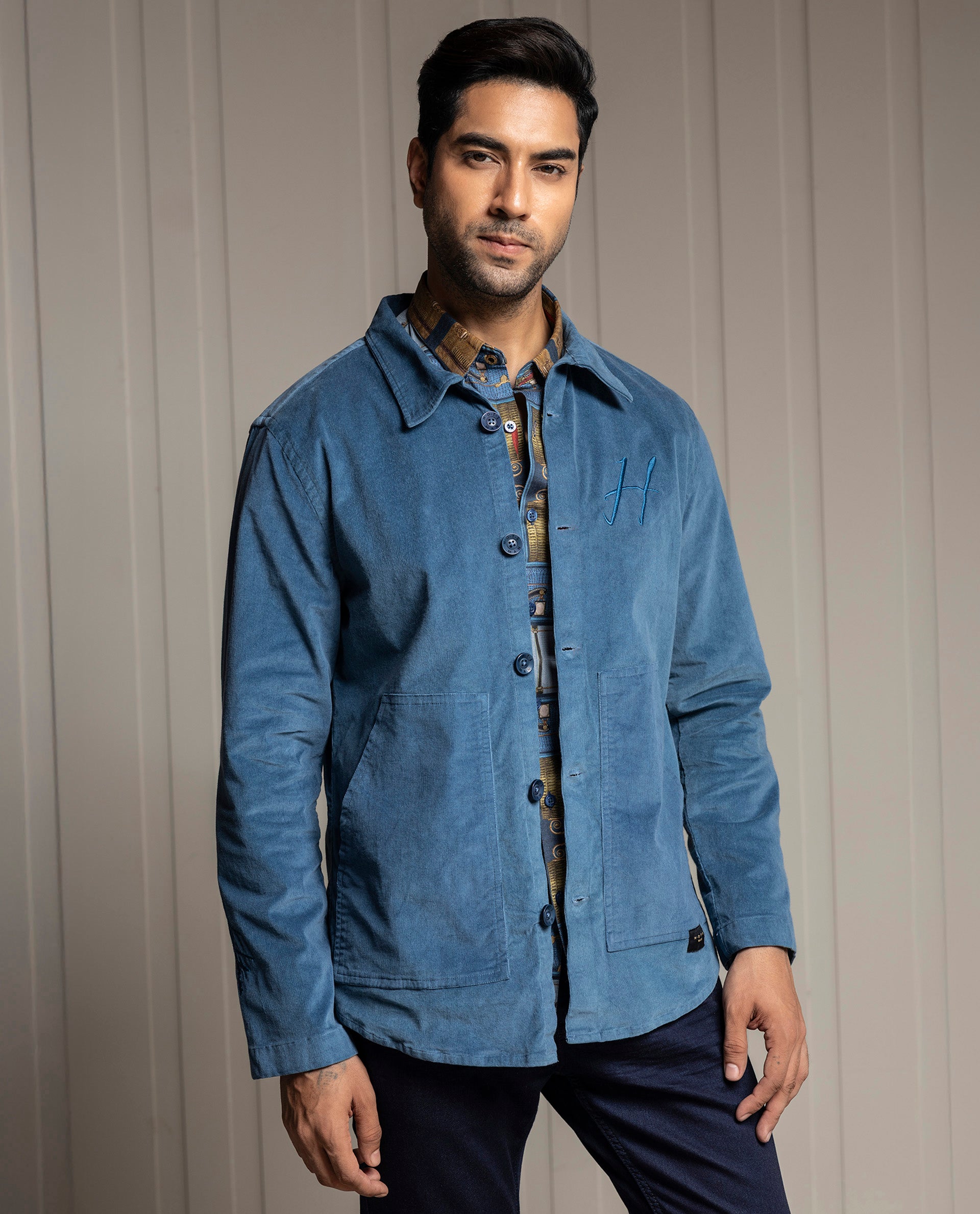 PEGASUS - BLUE - LUXURY EMBROIDERED SHACKET