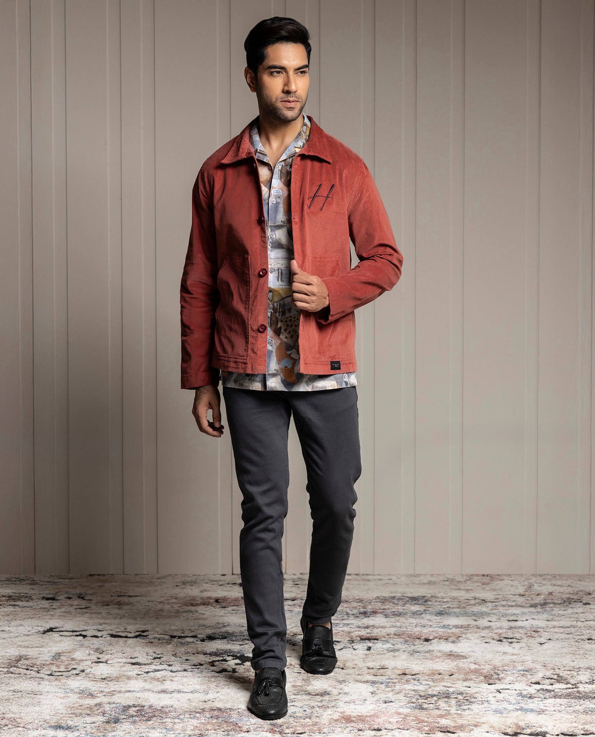 PEGASUS - RUST - LUXURY EMBROIDERED SHACKET