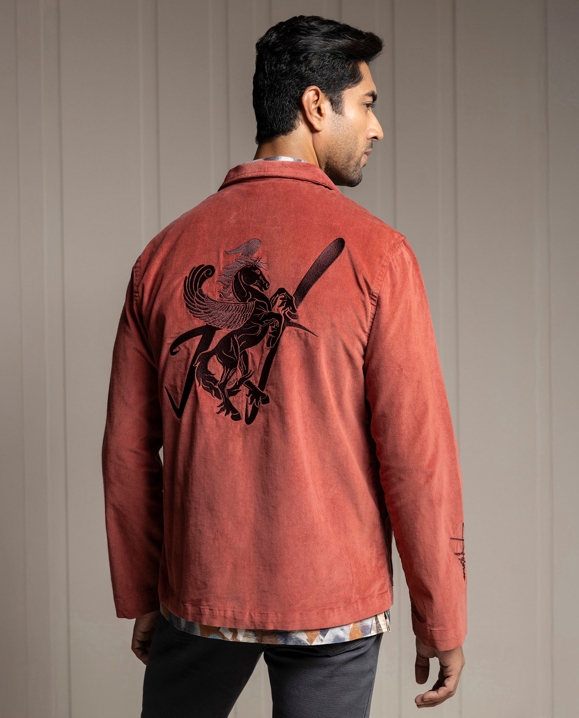 PEGASUS - RUST - LUXURY EMBROIDERED SHACKET