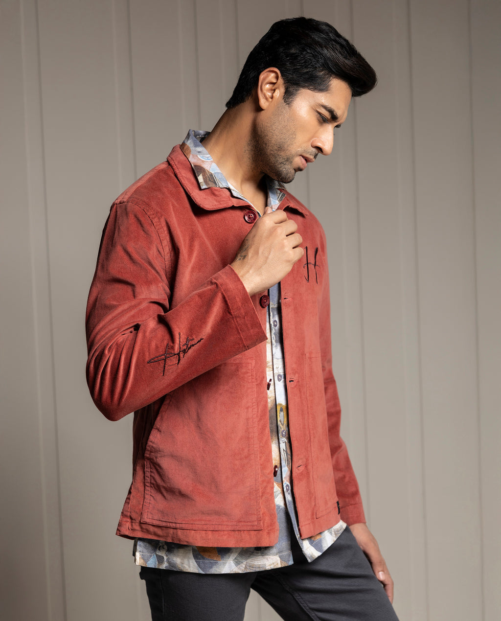 PEGASUS - RUST - LUXURY EMBROIDERED SHACKET
