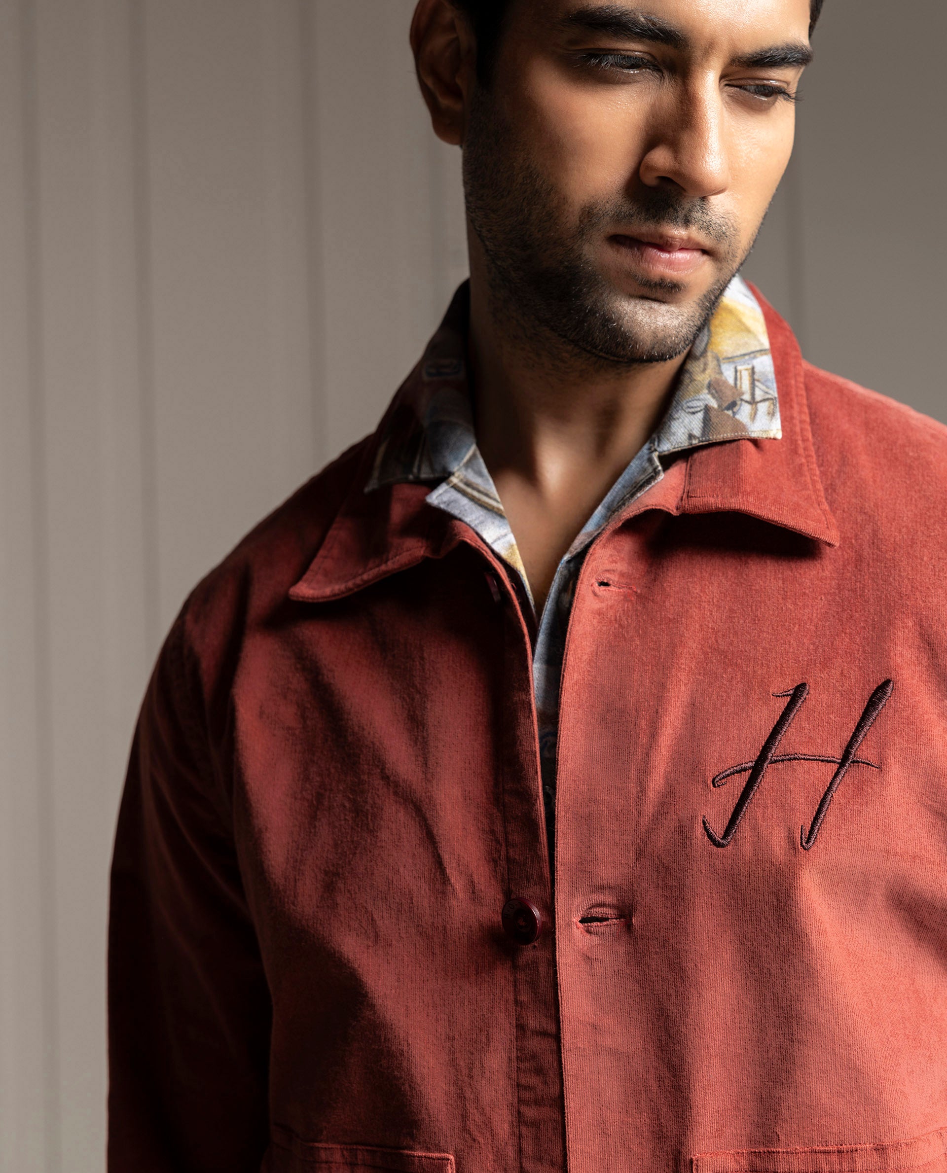 PEGASUS - RUST - LUXURY EMBROIDERED SHACKET