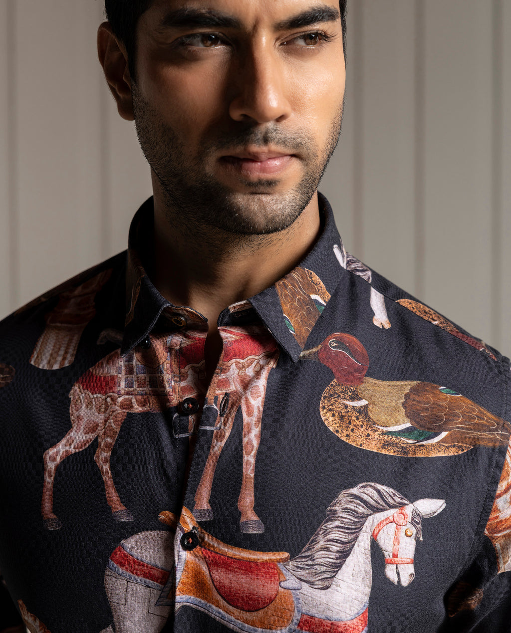 FINESSE - BLACK - DIGITAL PRINT PARTY WEAR SHIRT