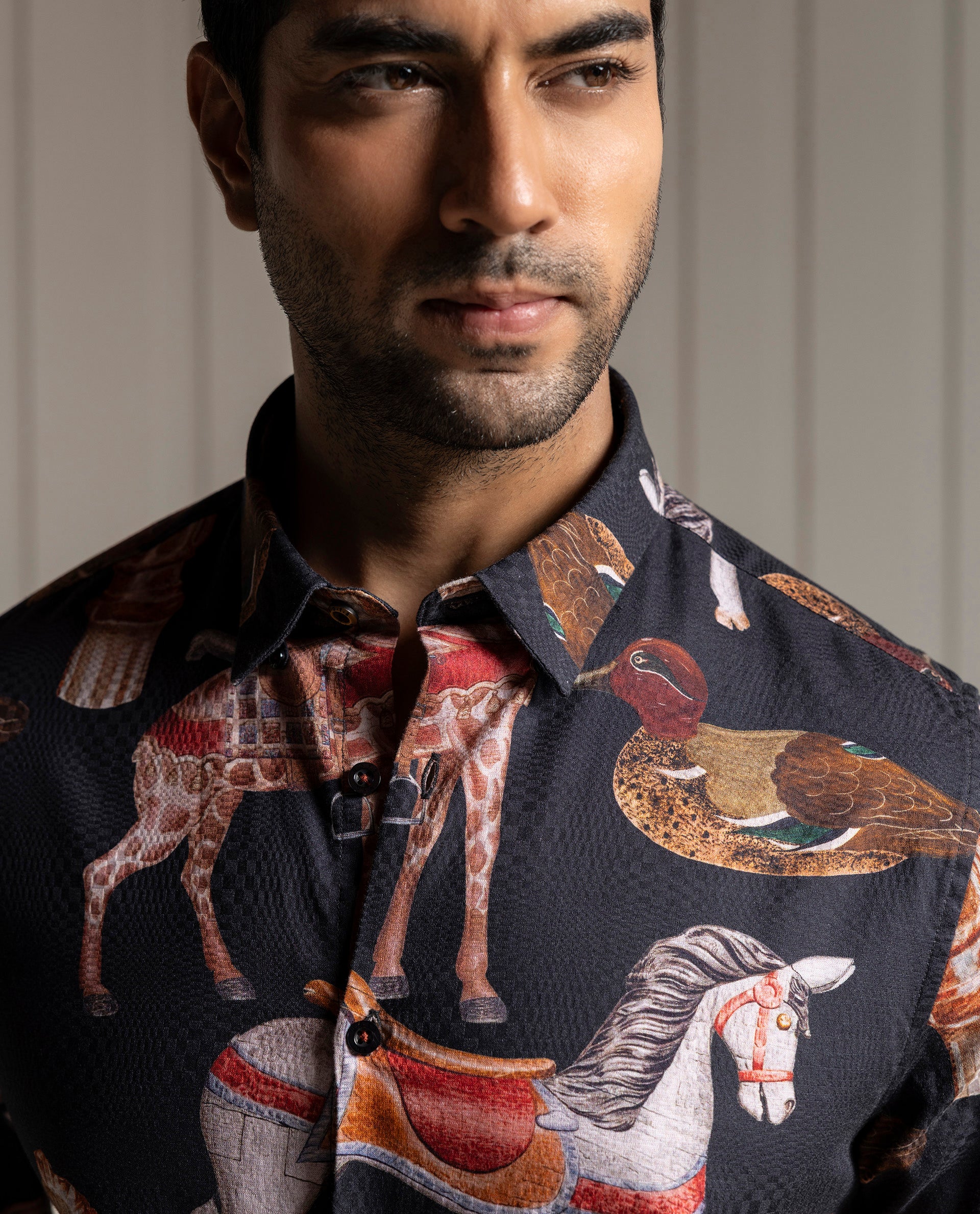 FINESSE - BLACK - DIGITAL PRINT PARTY WEAR SHIRT