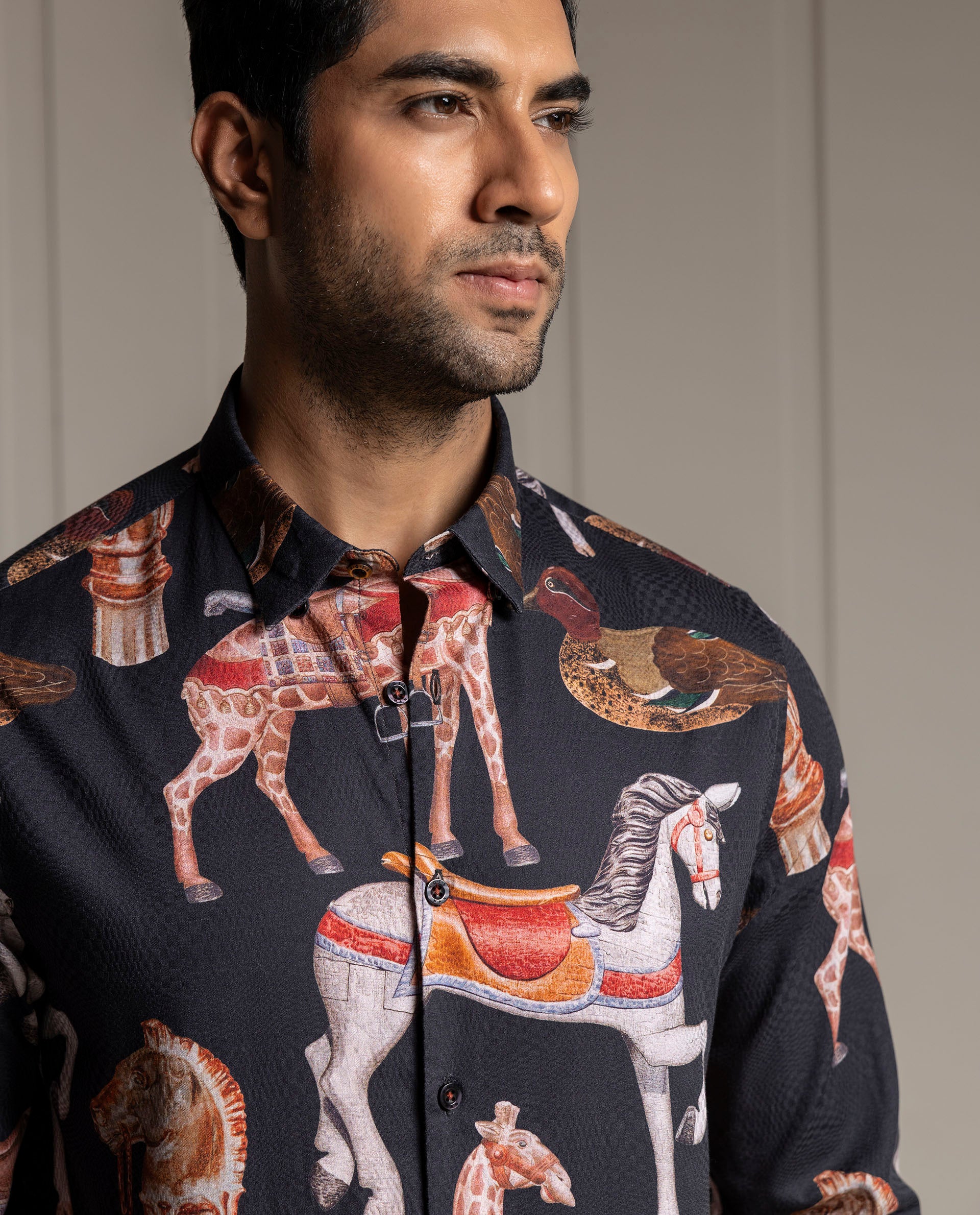 FINESSE - BLACK - DIGITAL PRINT PARTY WEAR SHIRT