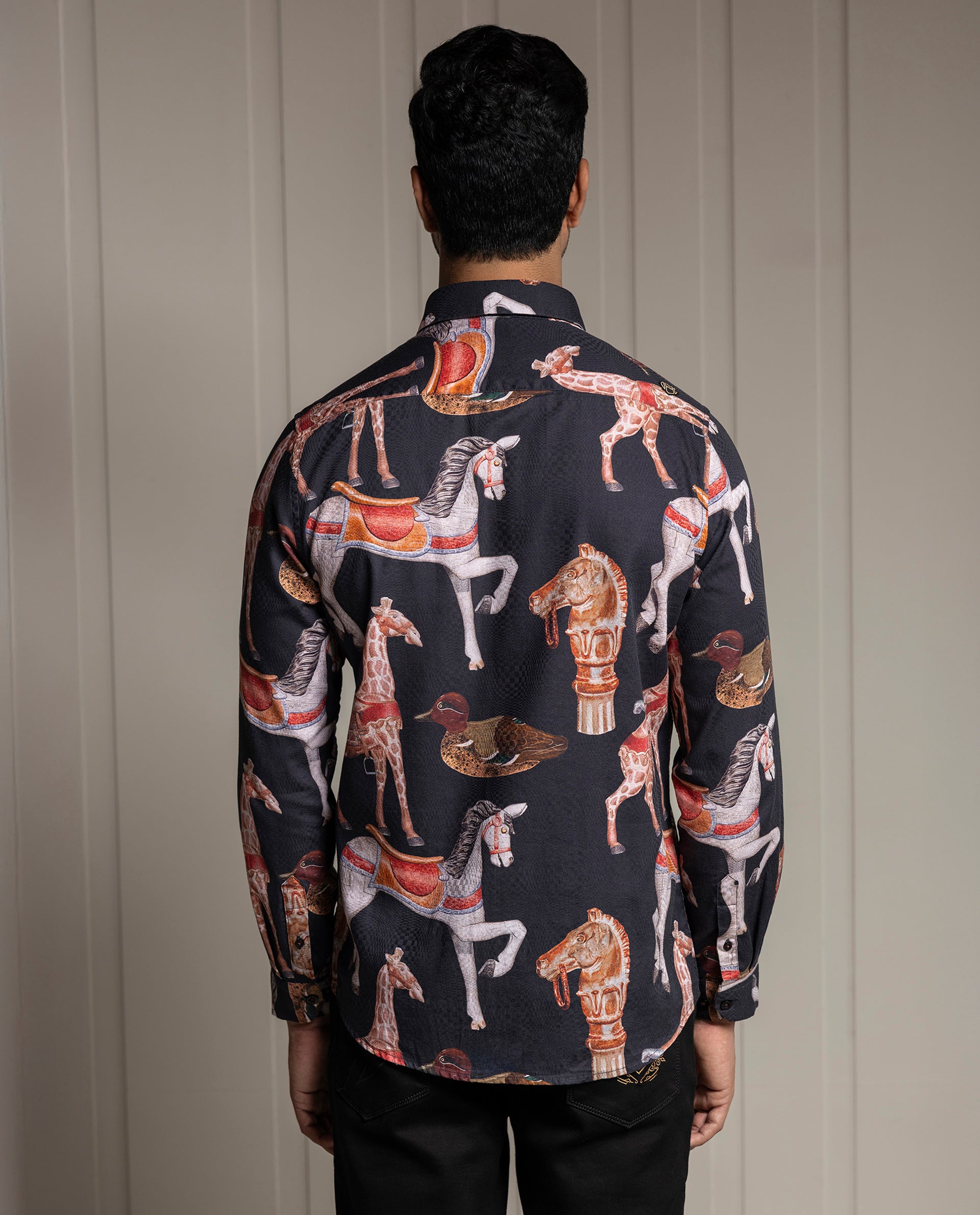 FINESSE - BLACK - DIGITAL PRINT PARTY WEAR SHIRT