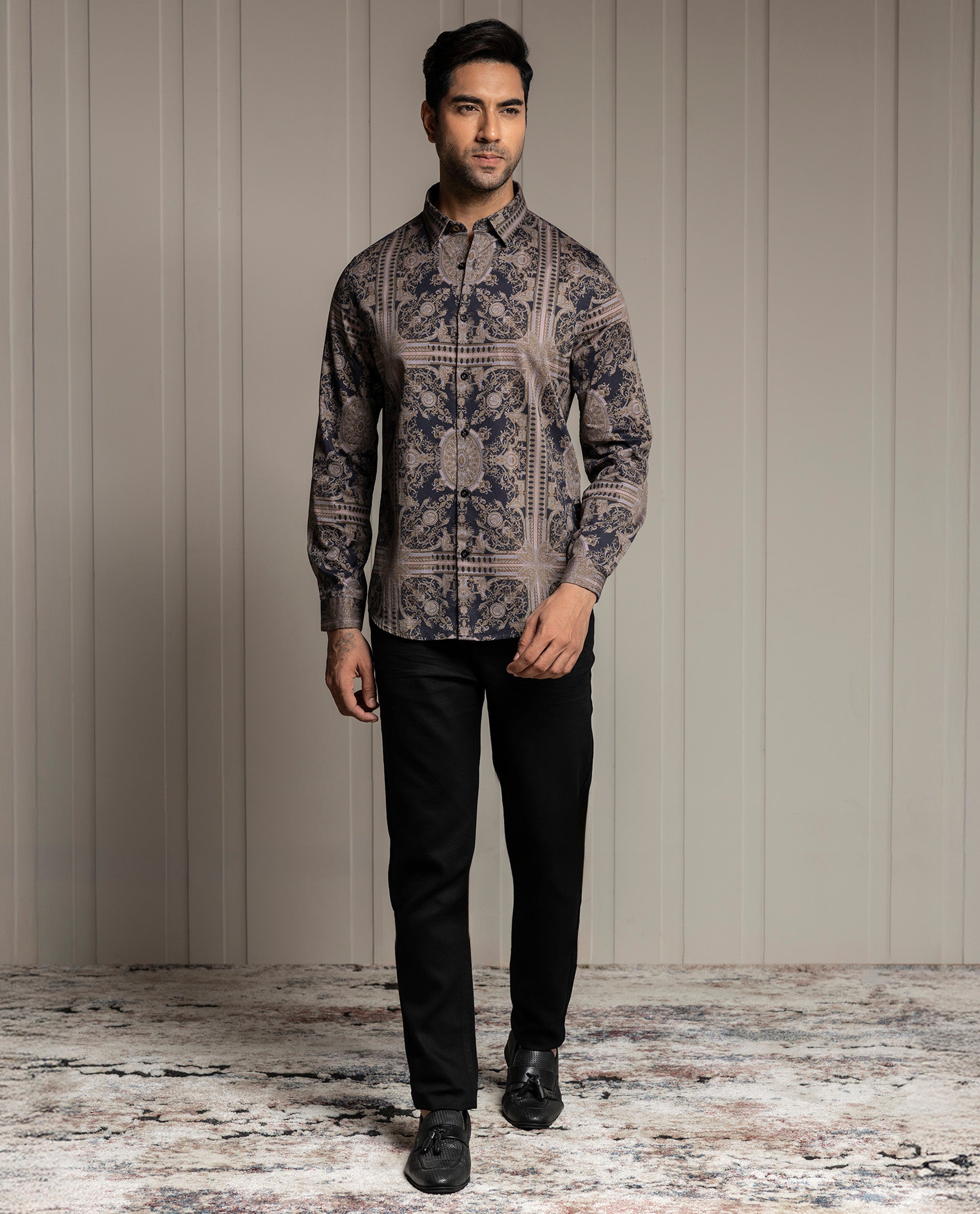 GENIUS - BLACK - DIGITAL PRINT - PARTY WEAR SHIRT