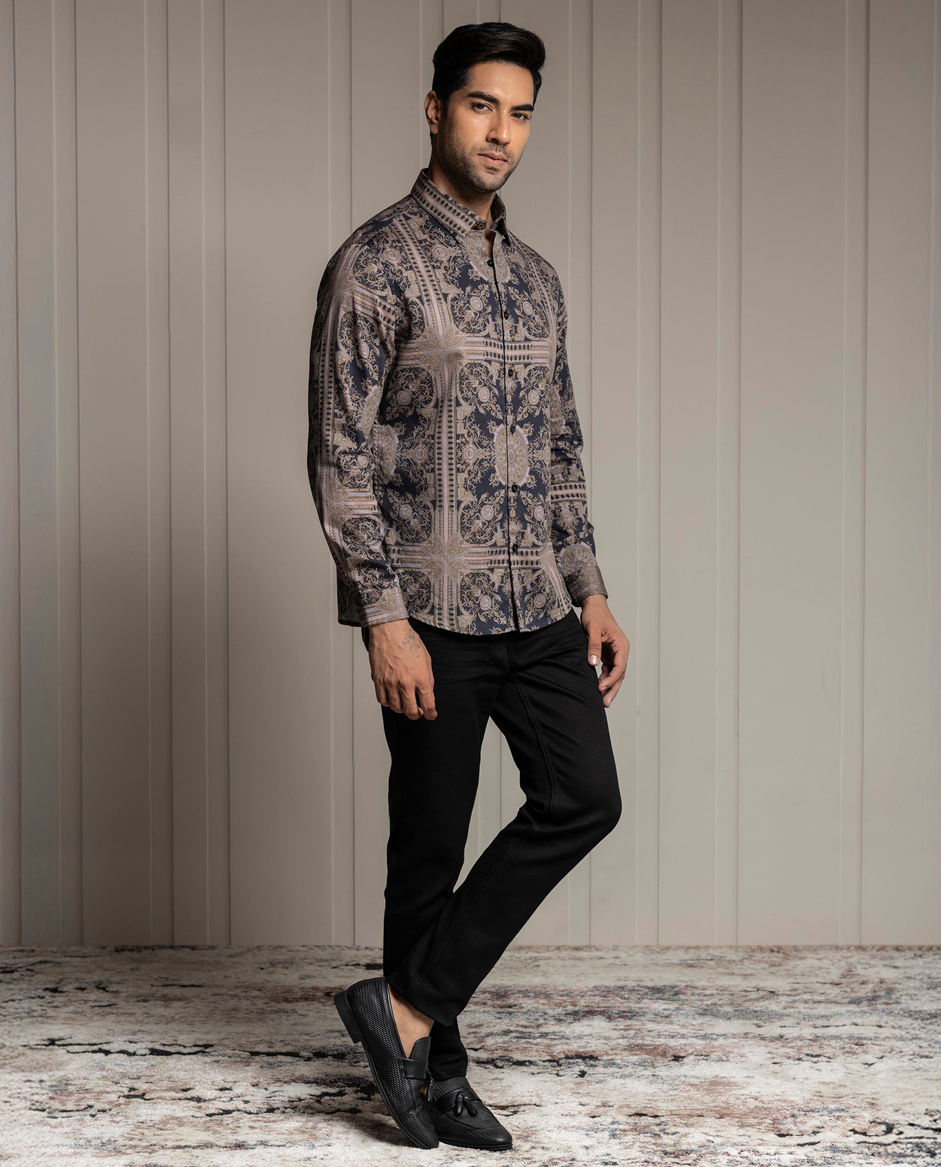 GENIUS - BLACK - DIGITAL PRINT - PARTY WEAR SHIRT