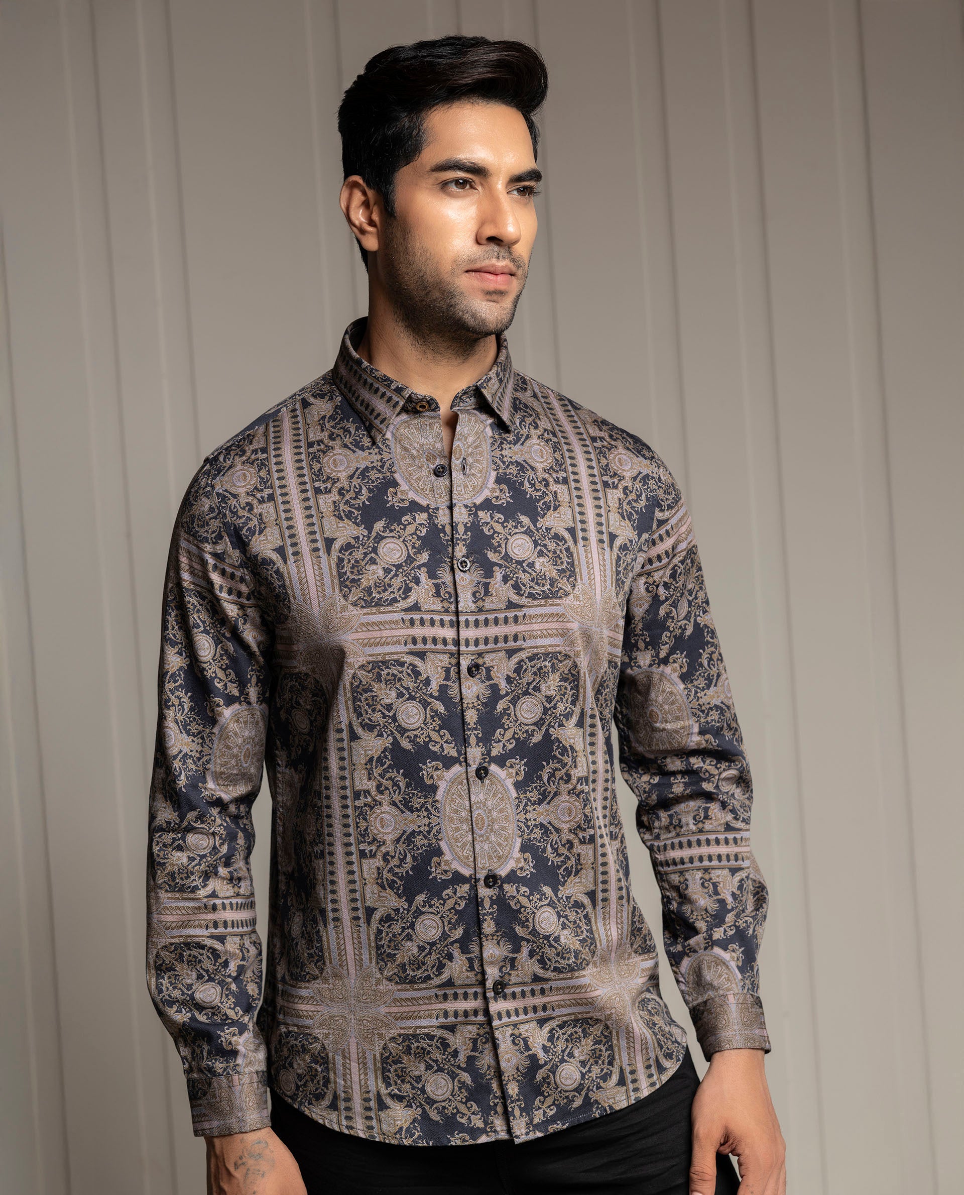 GENIUS - BLACK - DIGITAL PRINT - PARTY WEAR SHIRT